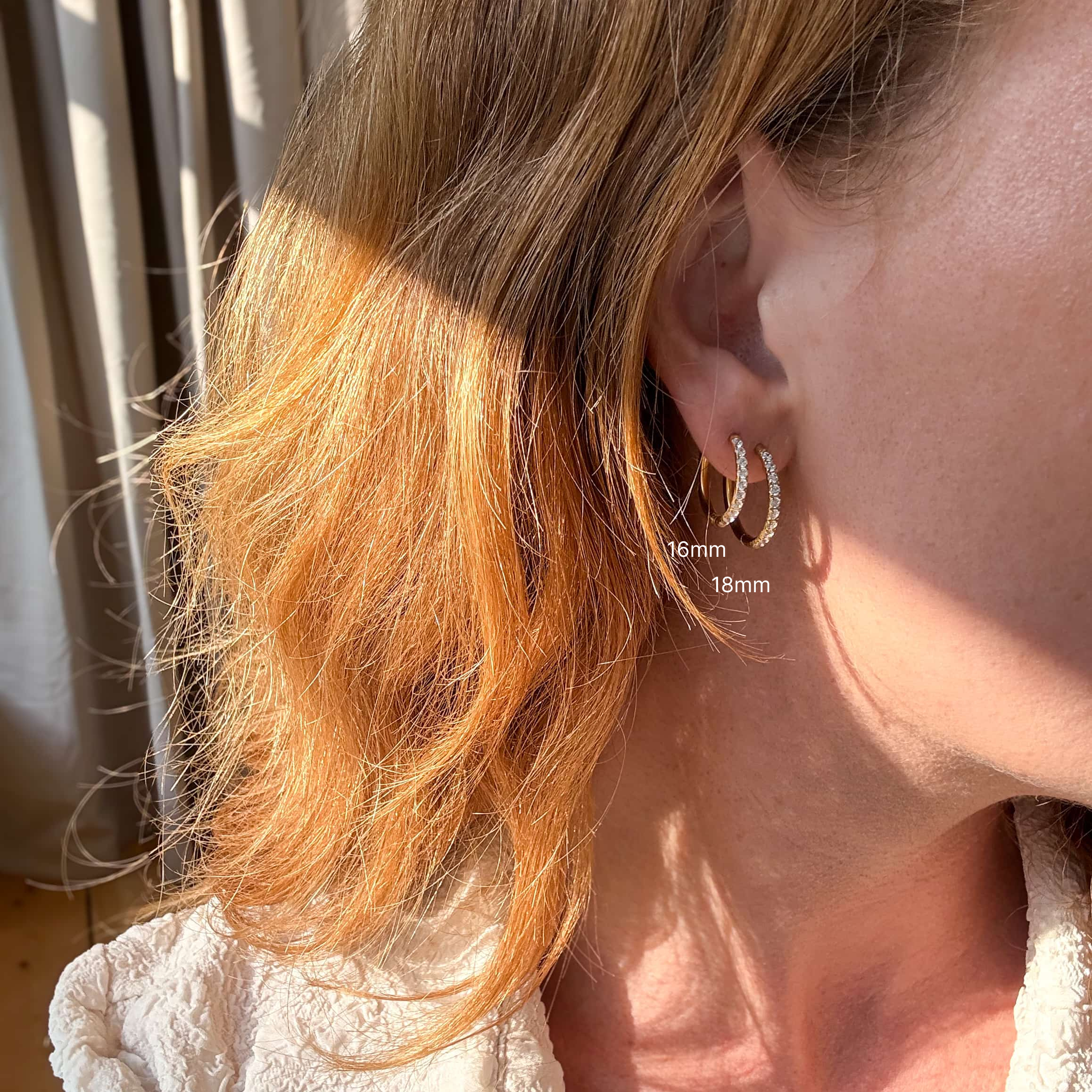 Krystal Øreringe 18K Guldbelagt 16mm