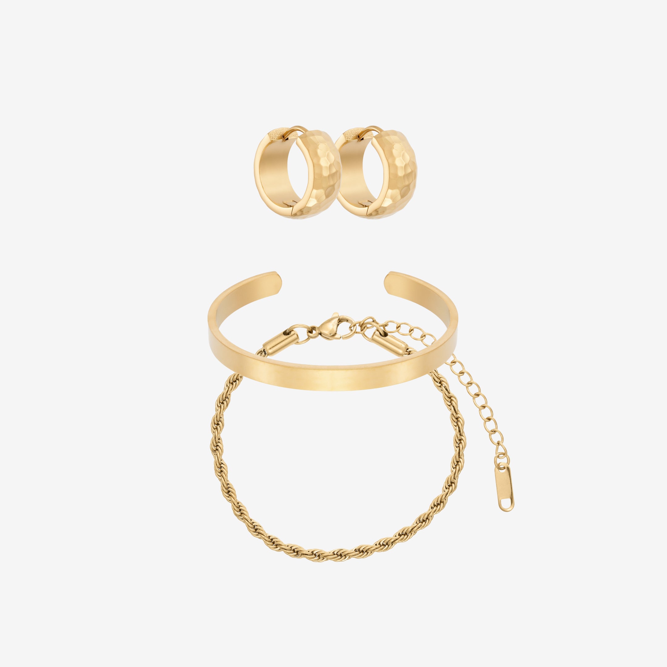 Bangle og Rope Sæt: 2 armbånd & 1 ørering