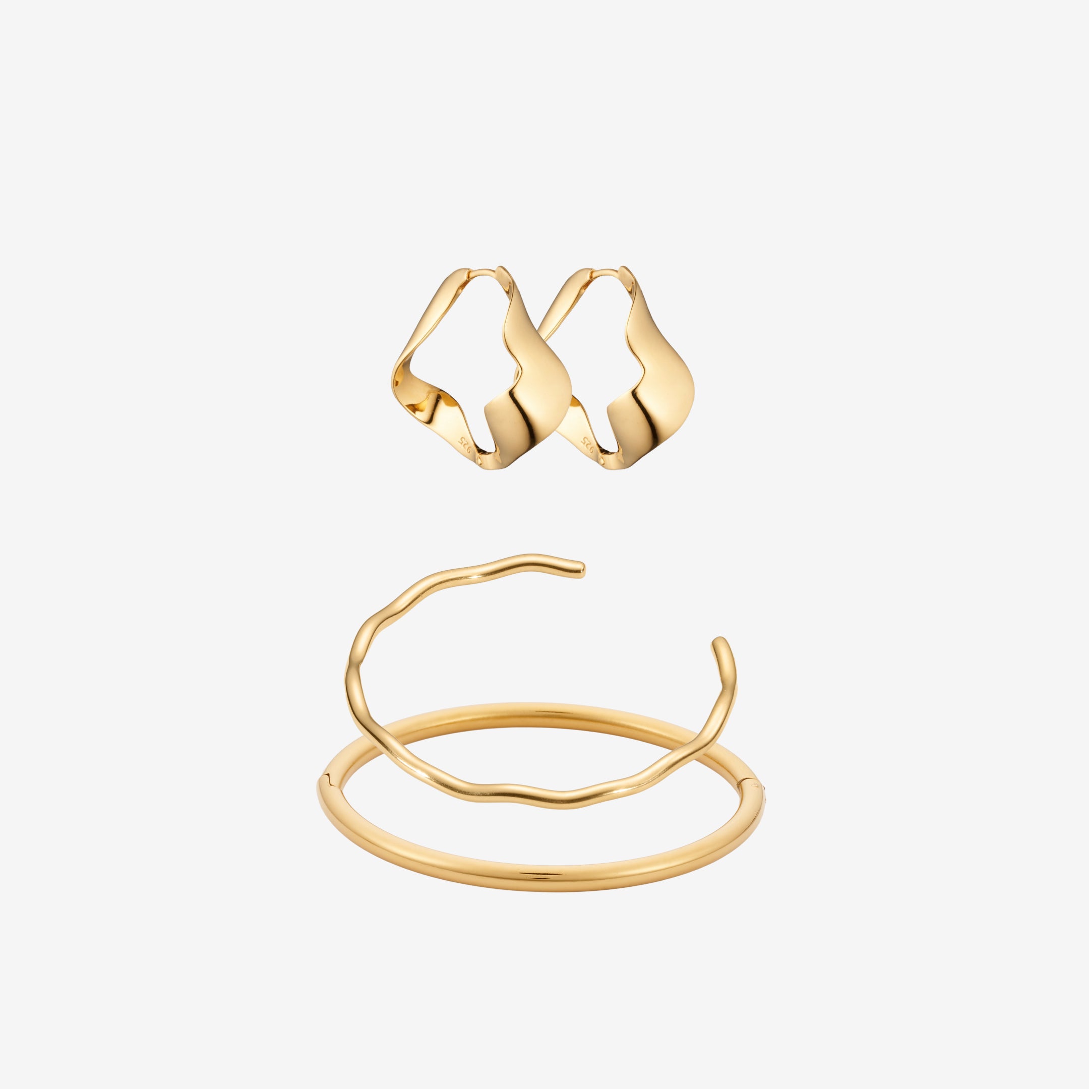 Bangles og Wave Sæt: 2 armbånd & 1 ørering