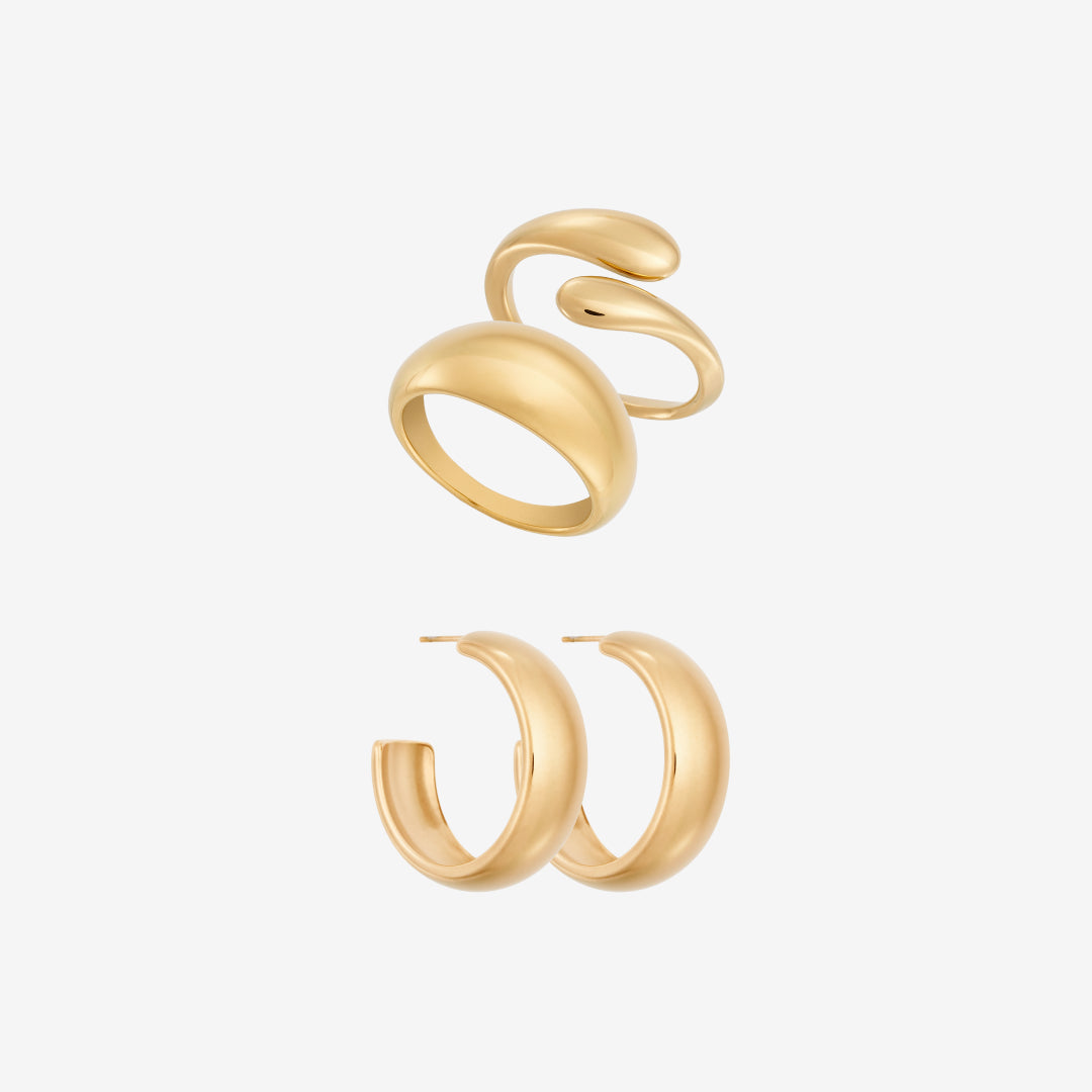 Classic Chunky Sæt: 2 ringe & 1 ørering