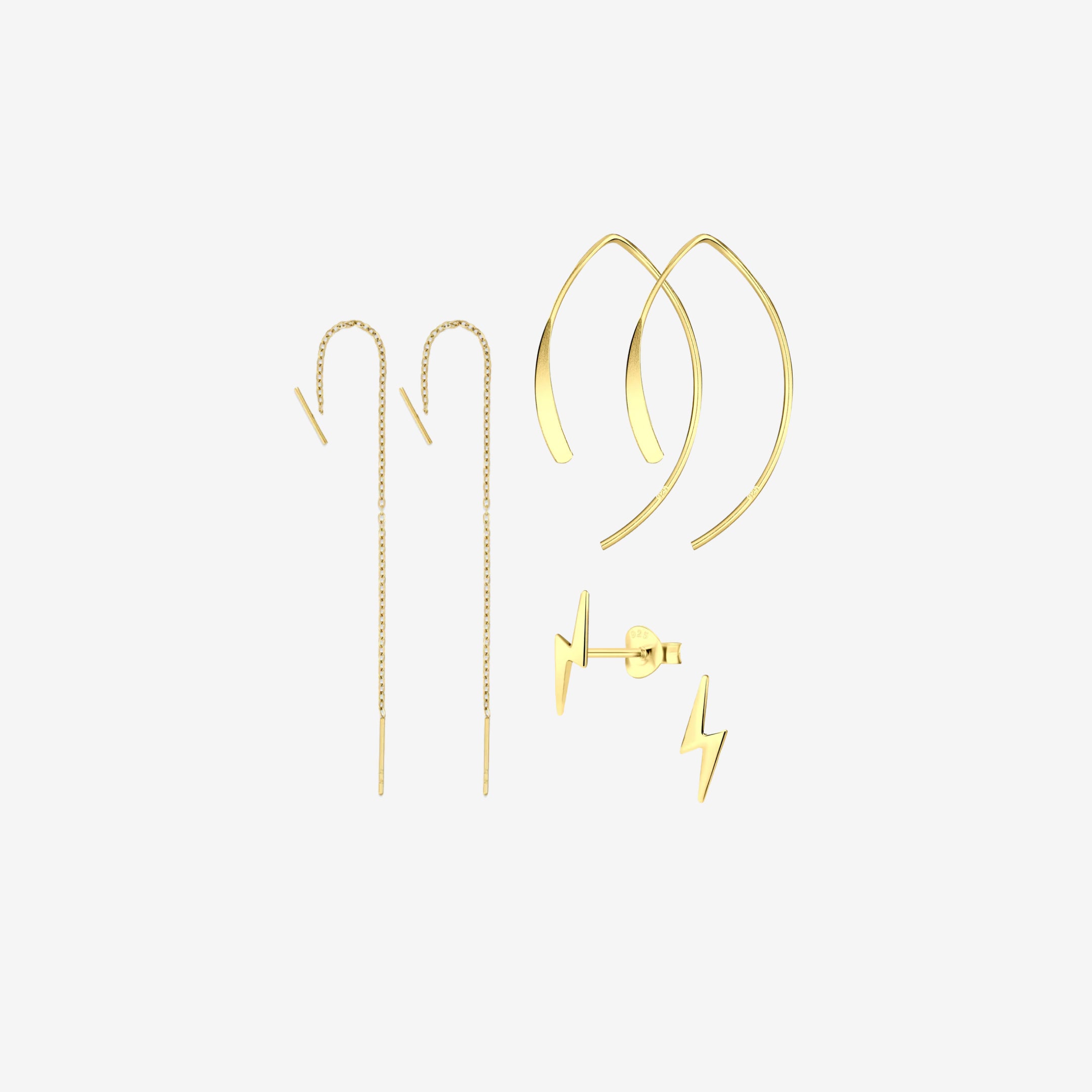 Curved Simpel Sæt: 3 øreringe