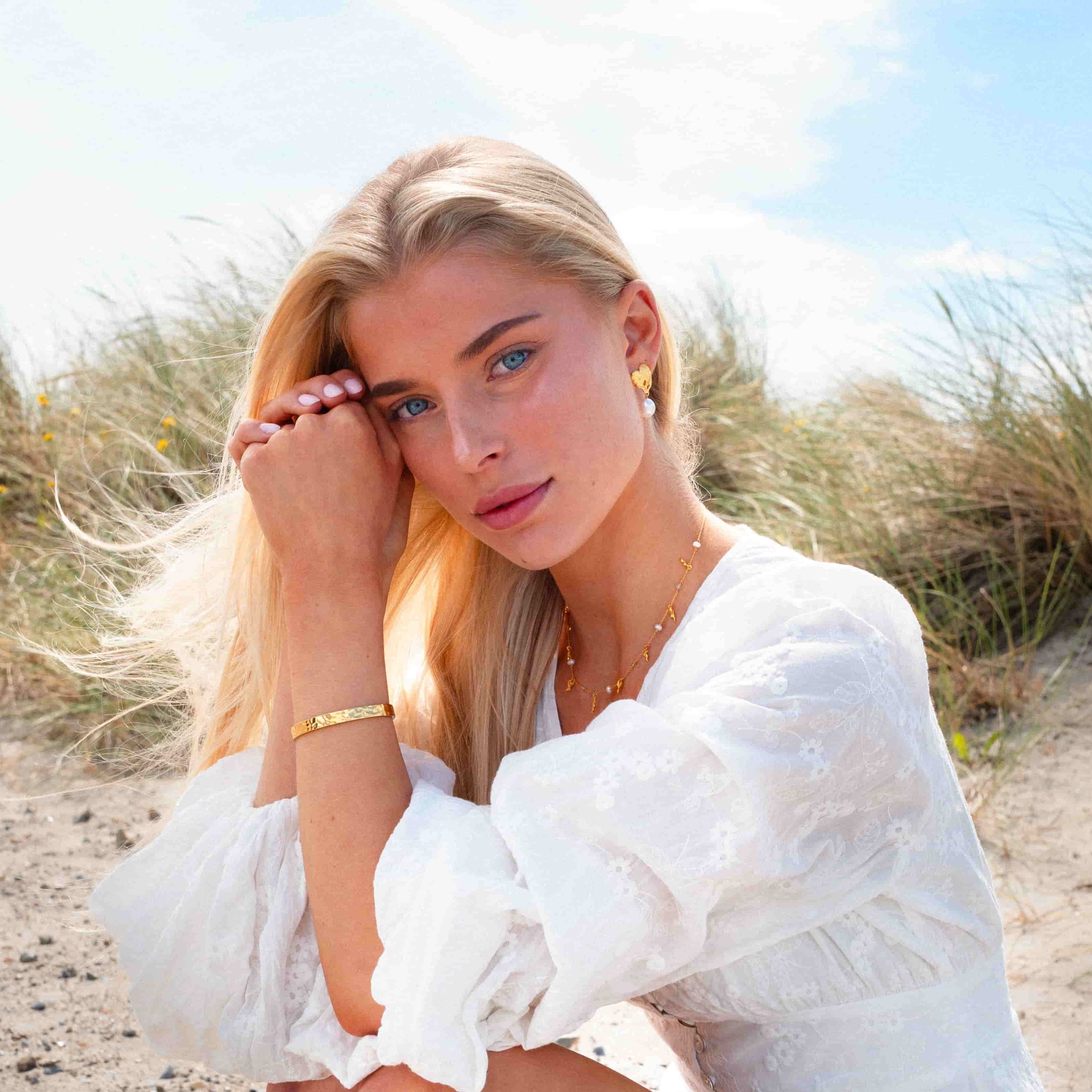 Hjerte Perle Øreringe Guldbelagt