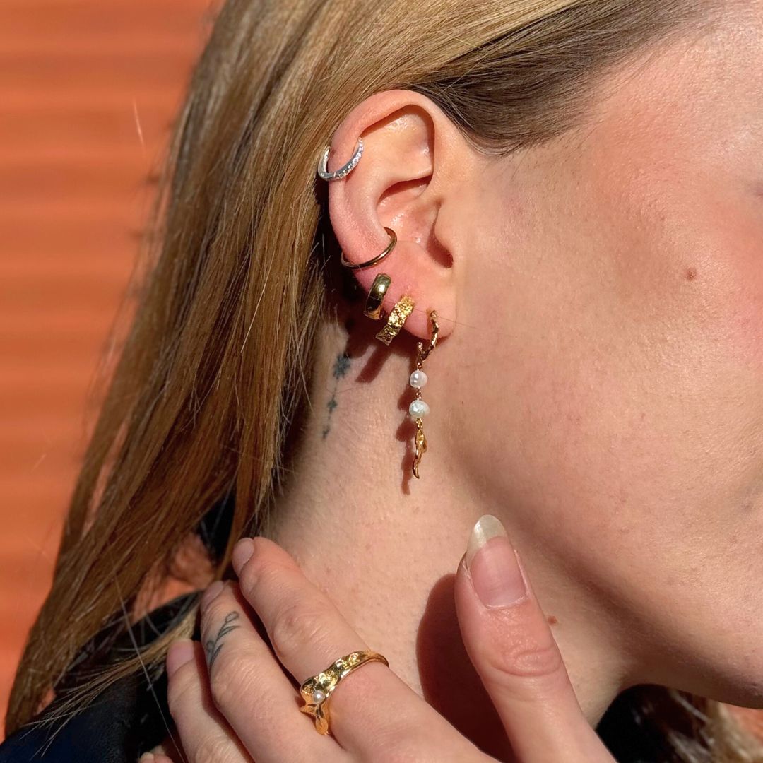 Dangle Perle Kædeørering 18K Guldbelagt Lelafine