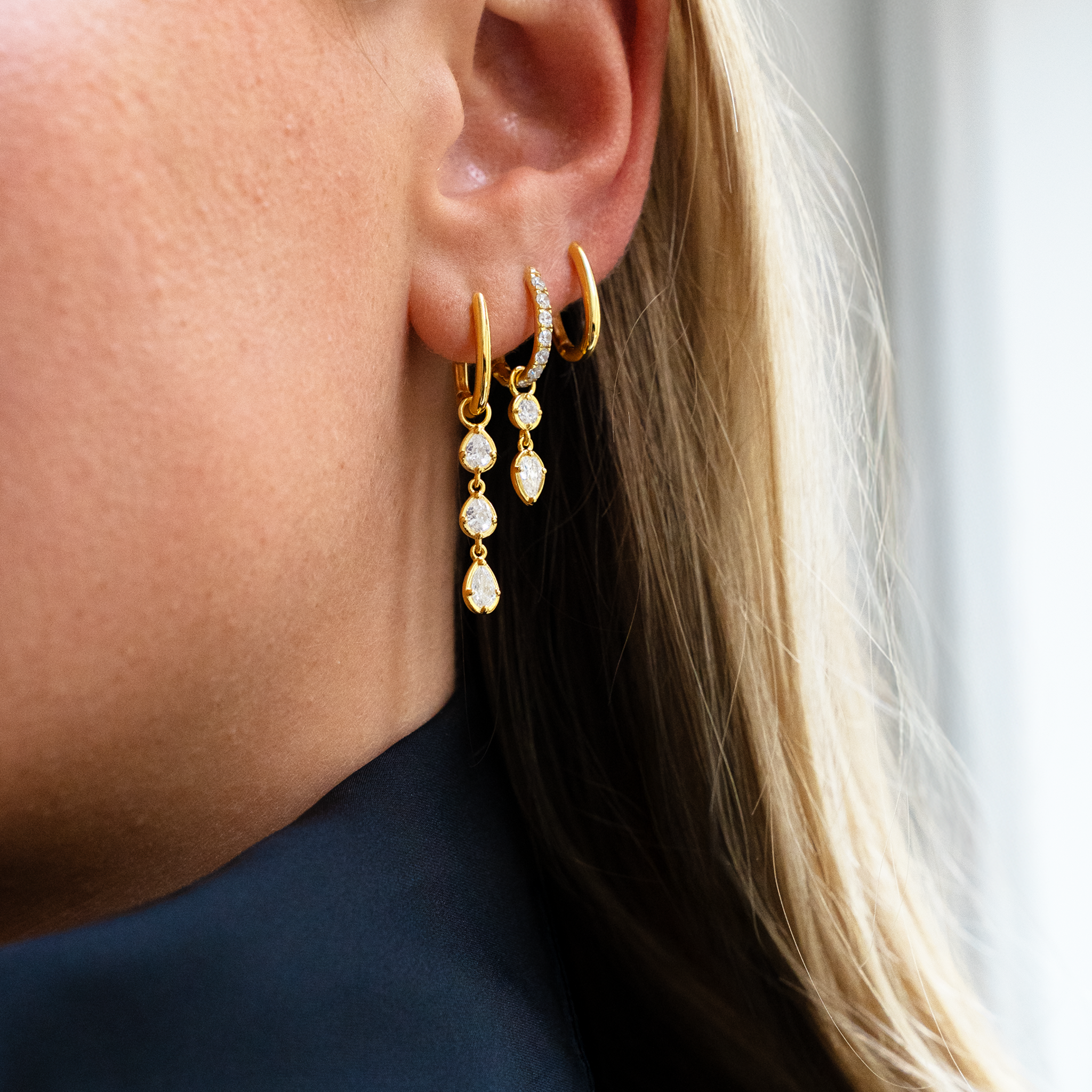 Essentials Krystal Hoop Guldbelagt Double