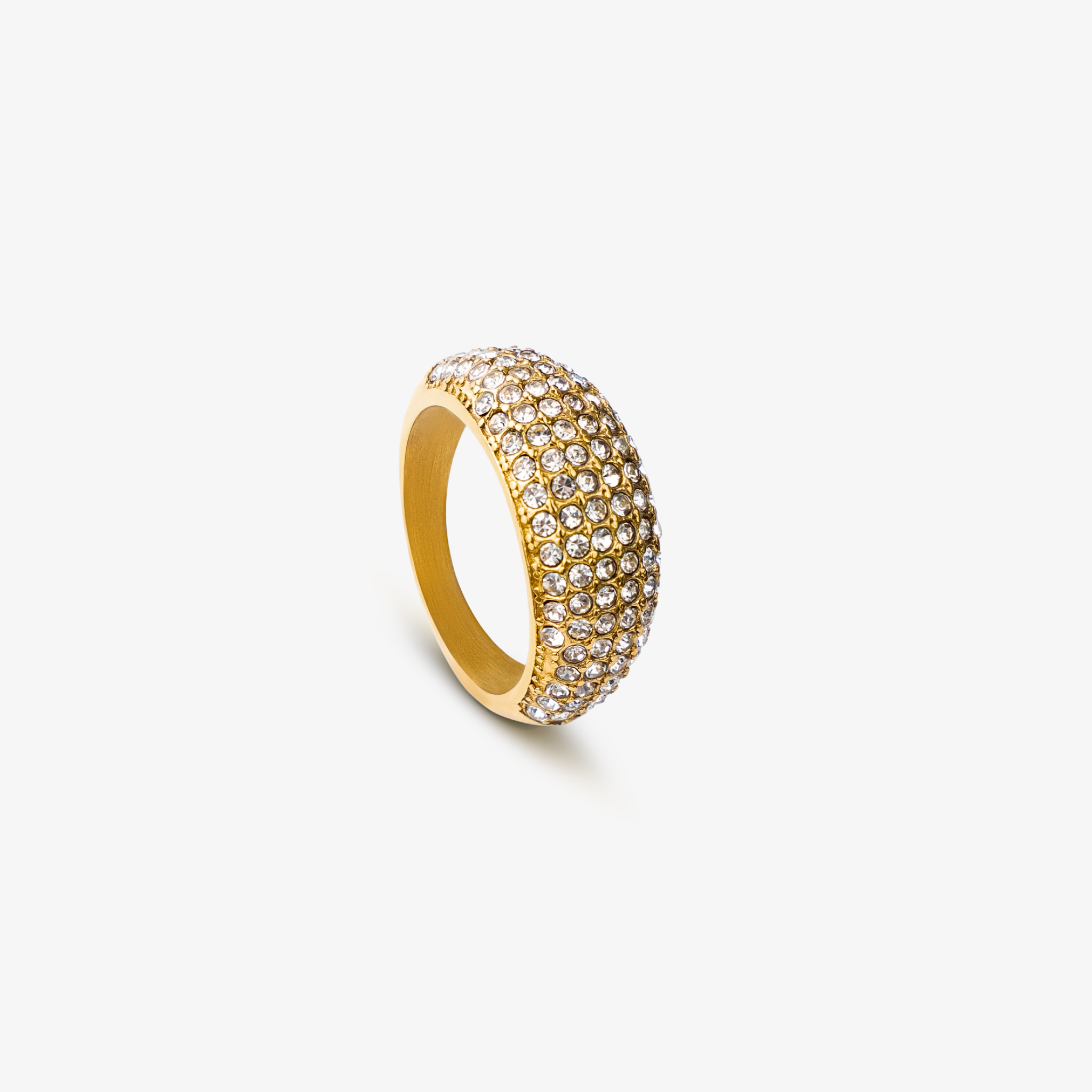 Krystal Dome Ring Guldbelagt