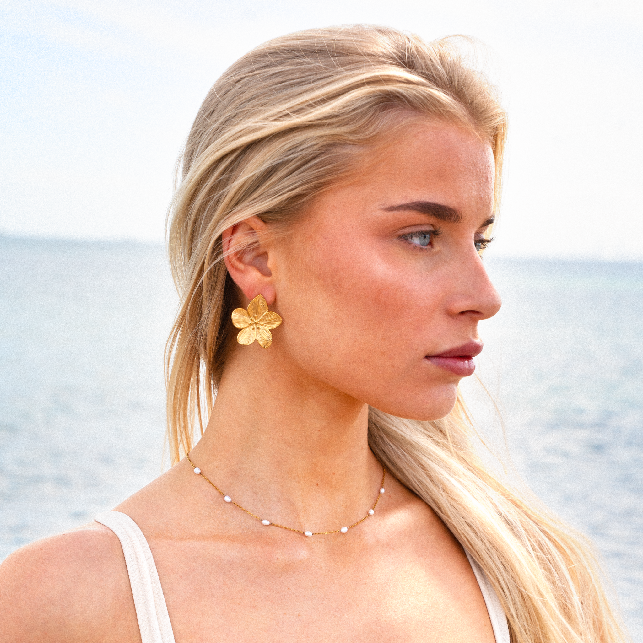 Dot Perlehalskæde Guldbelagt