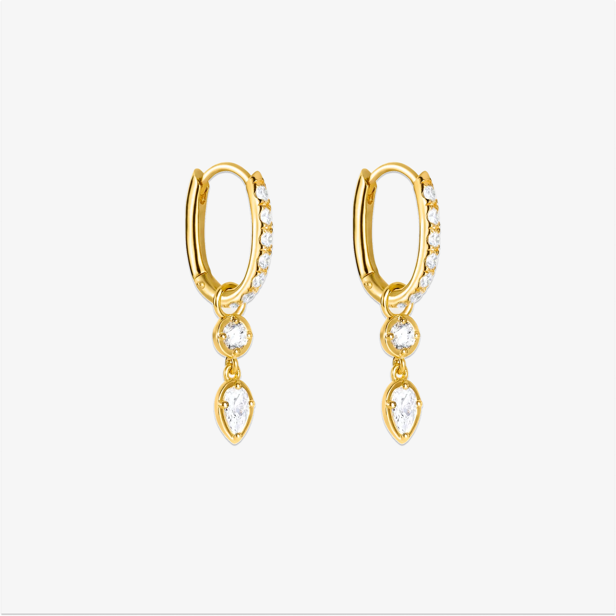 Essential Krystal Hoop og Mirror Drop Guldbelagt Double