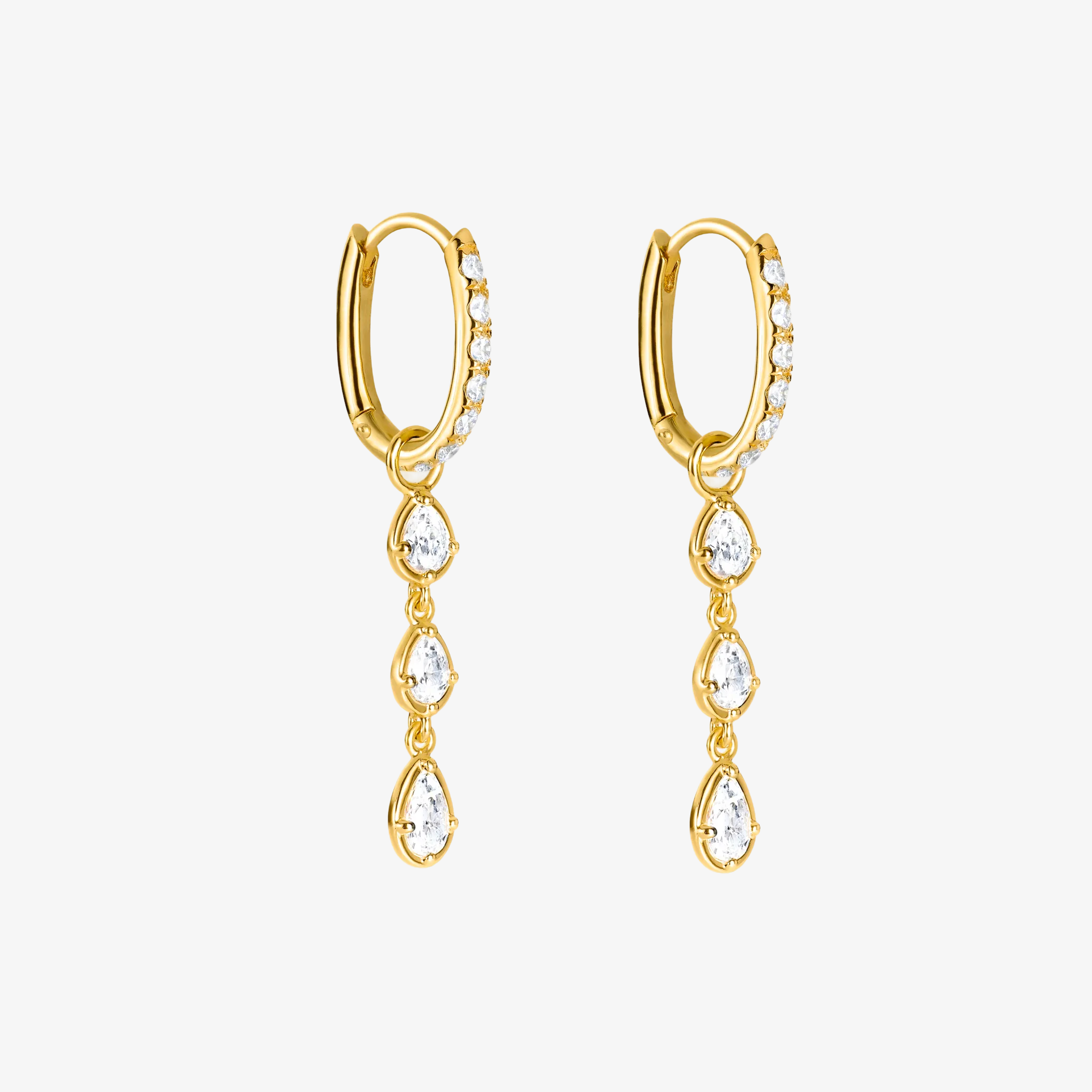 Essential Krystal Hoop og Flow Drop Guldbelagt Double