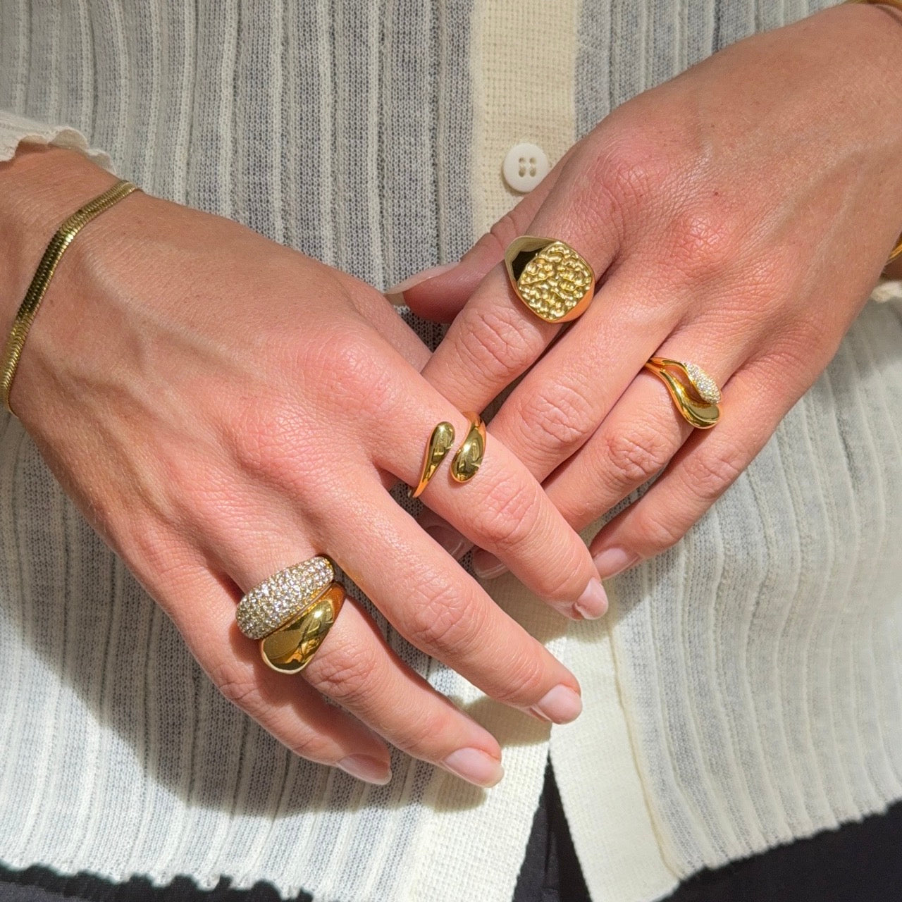 Krystal Dome Ring Guldbelagt
