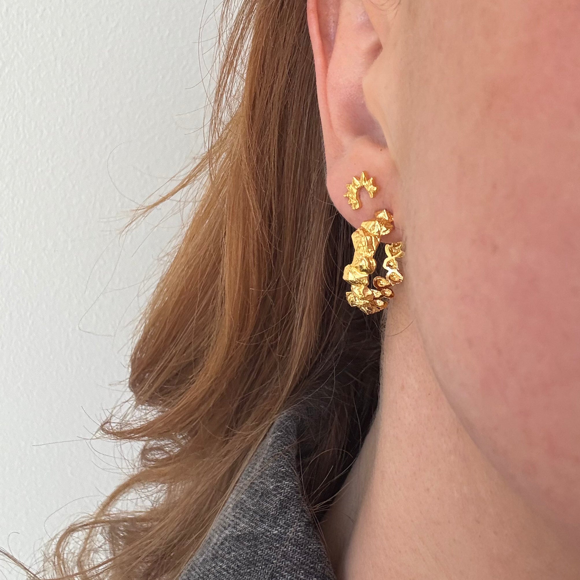 Chunky Edge Hoop Guldbelagt