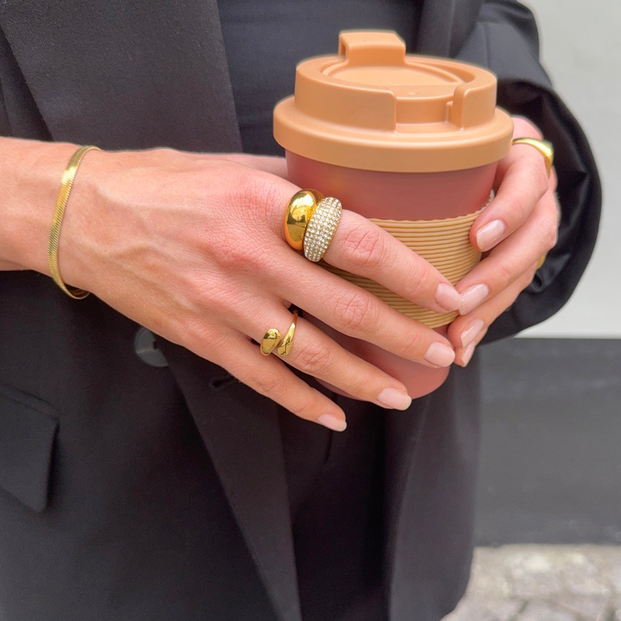 Krystal Dome Ring Guldbelagt