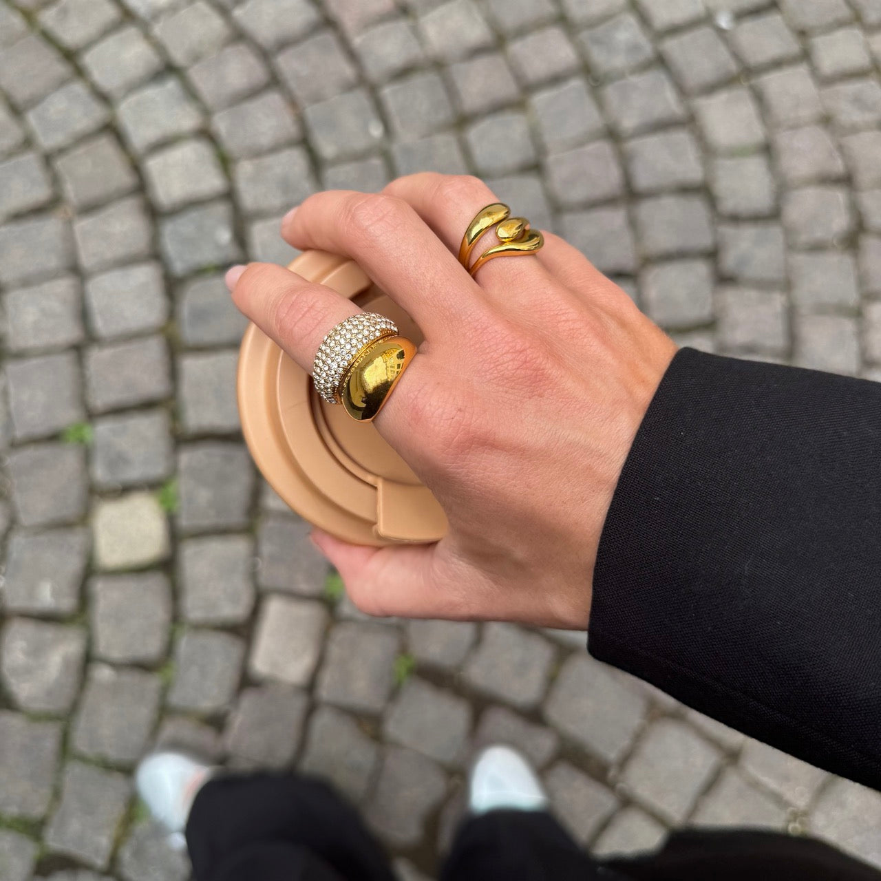 Krystal Dome Ring Guldbelagt