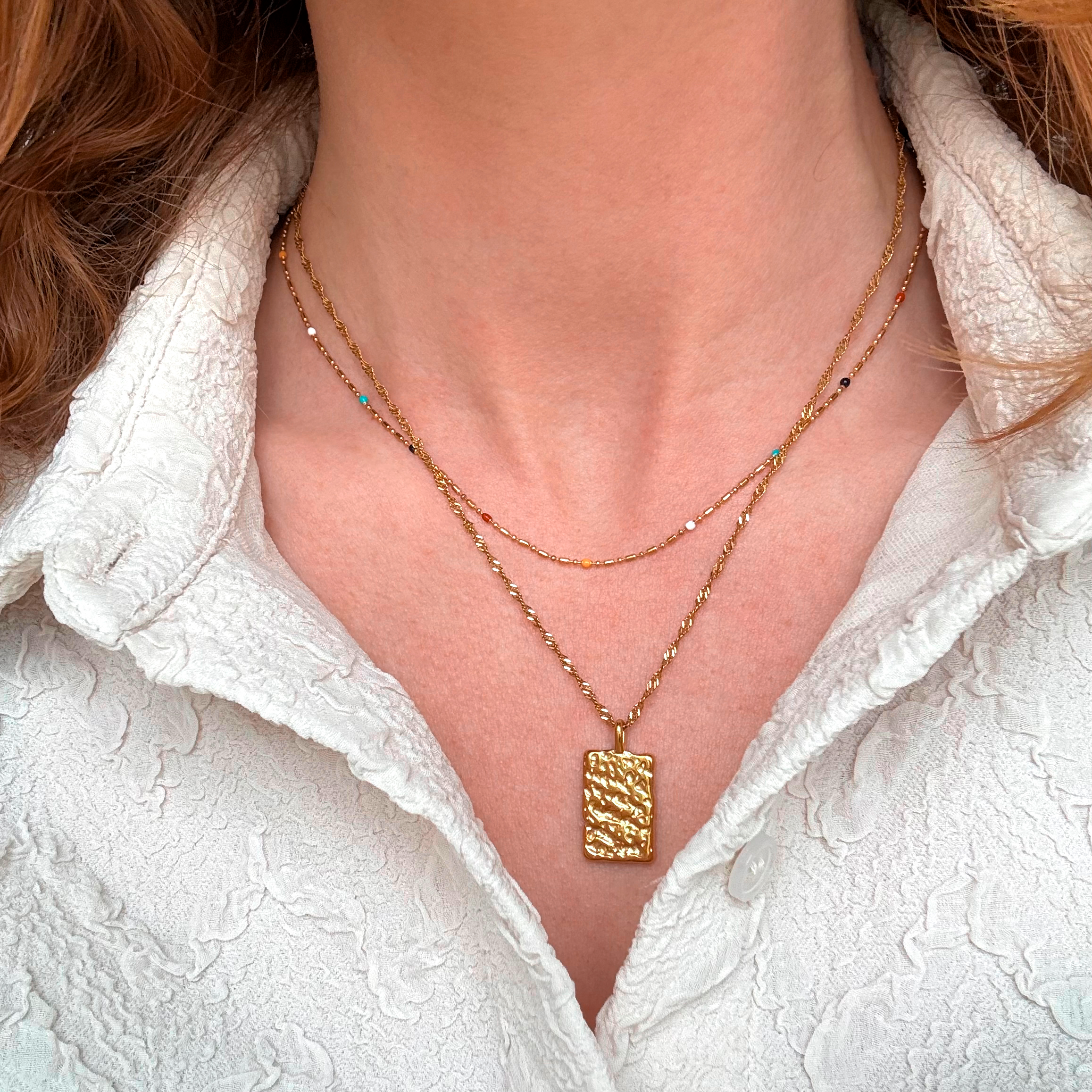 Farvet Dots Halskæde Guldbelagt