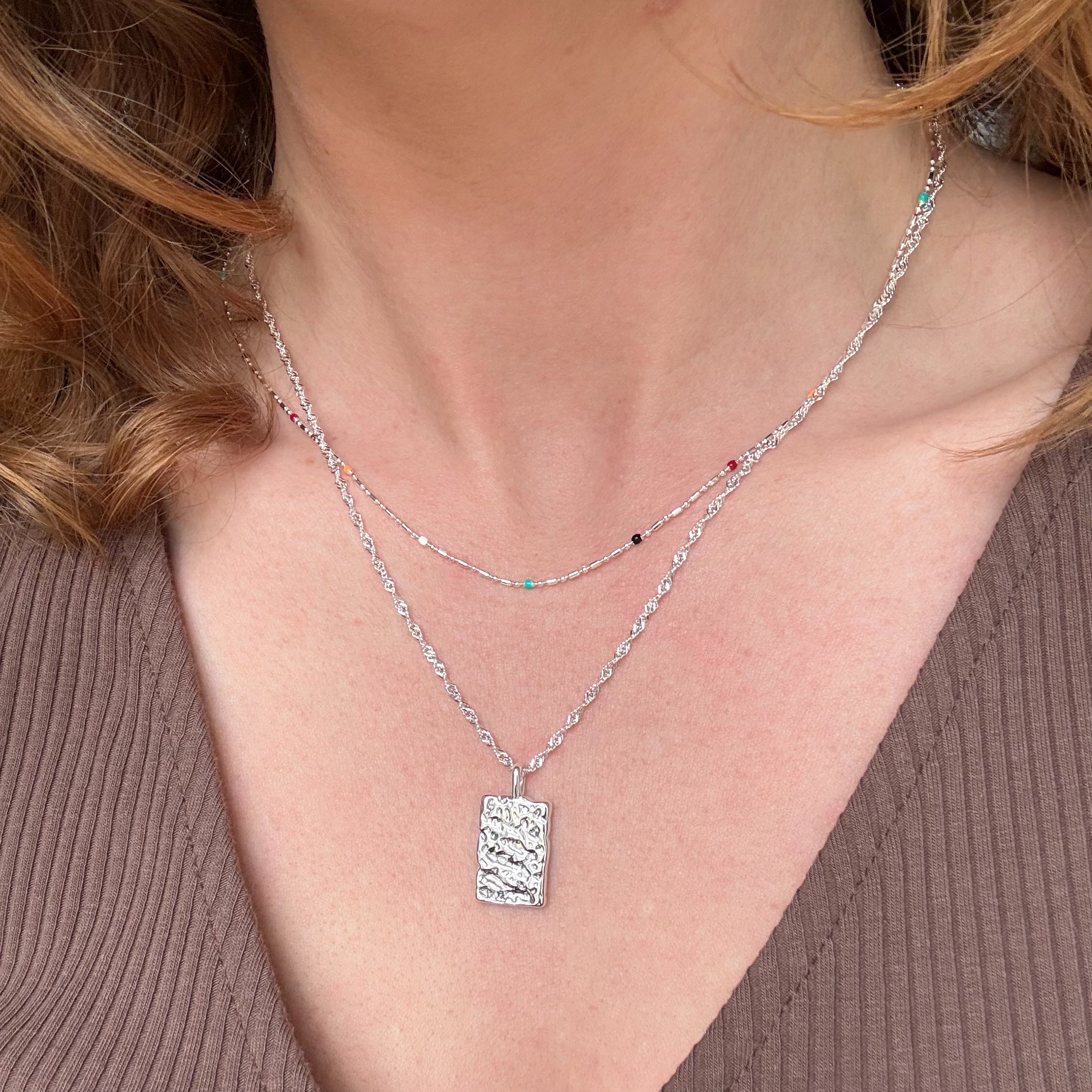 Farvet Dots Halskæde Sølvbelagt