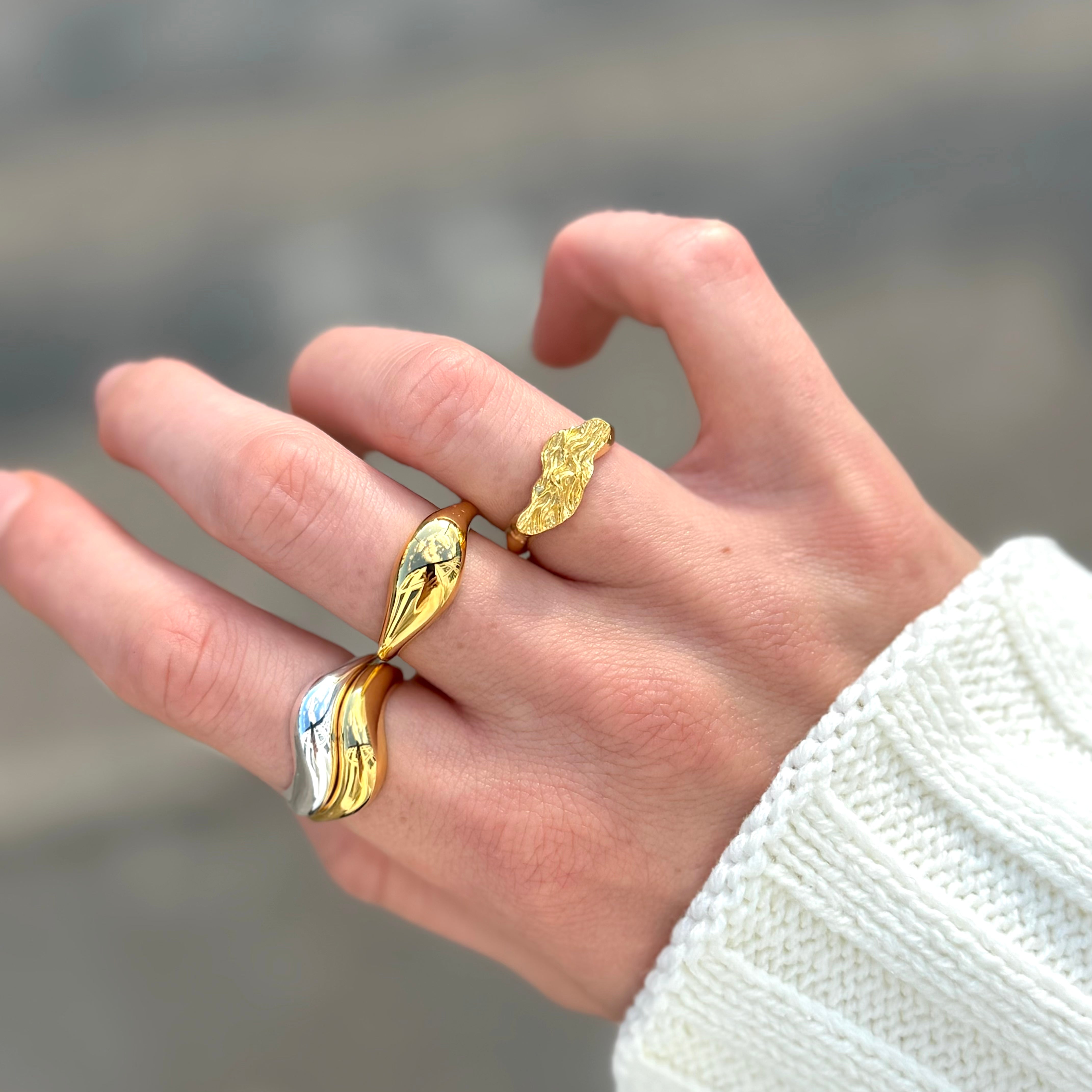 Flad Magma Ring 18K Guldbelagt