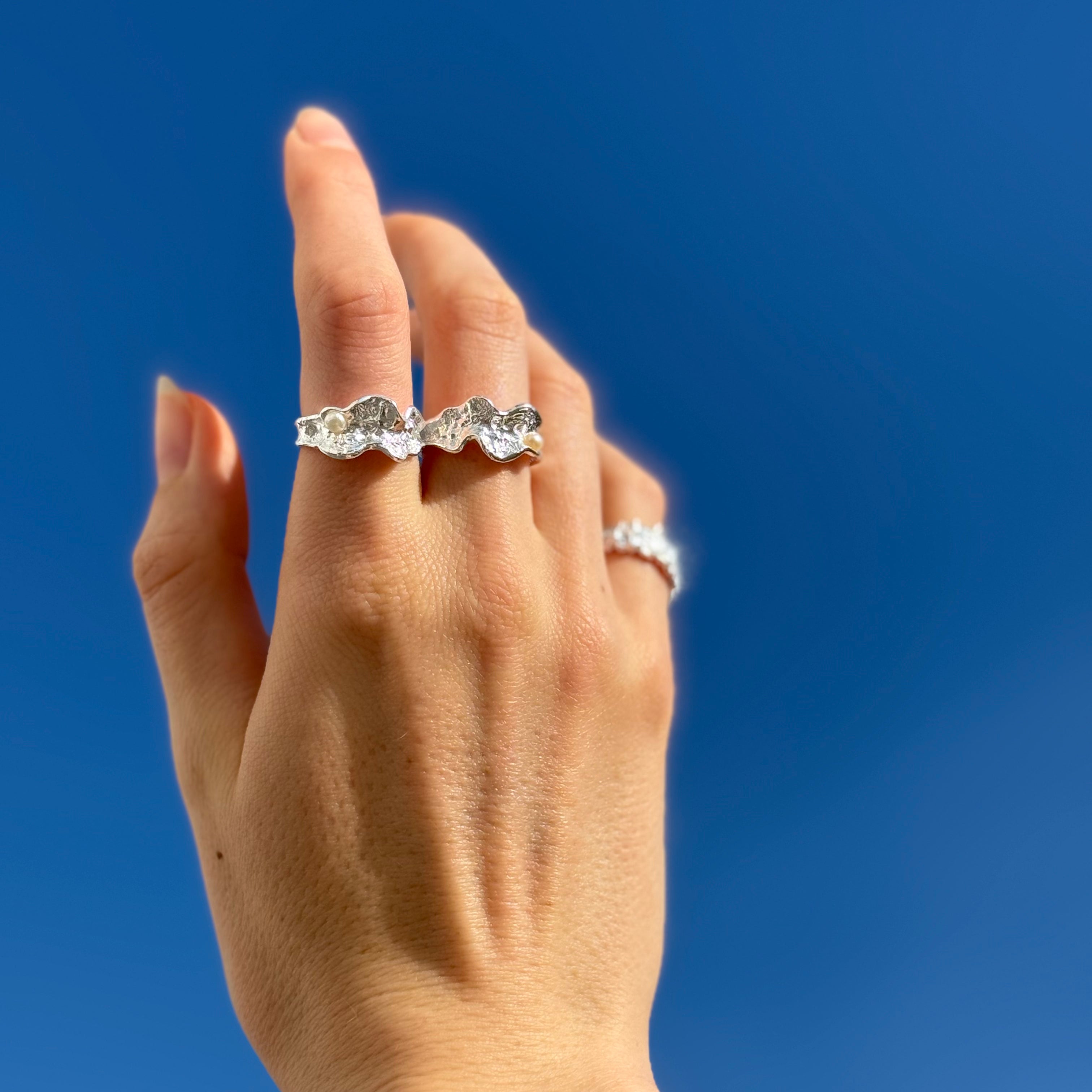 Magma Perle Ring Sølv