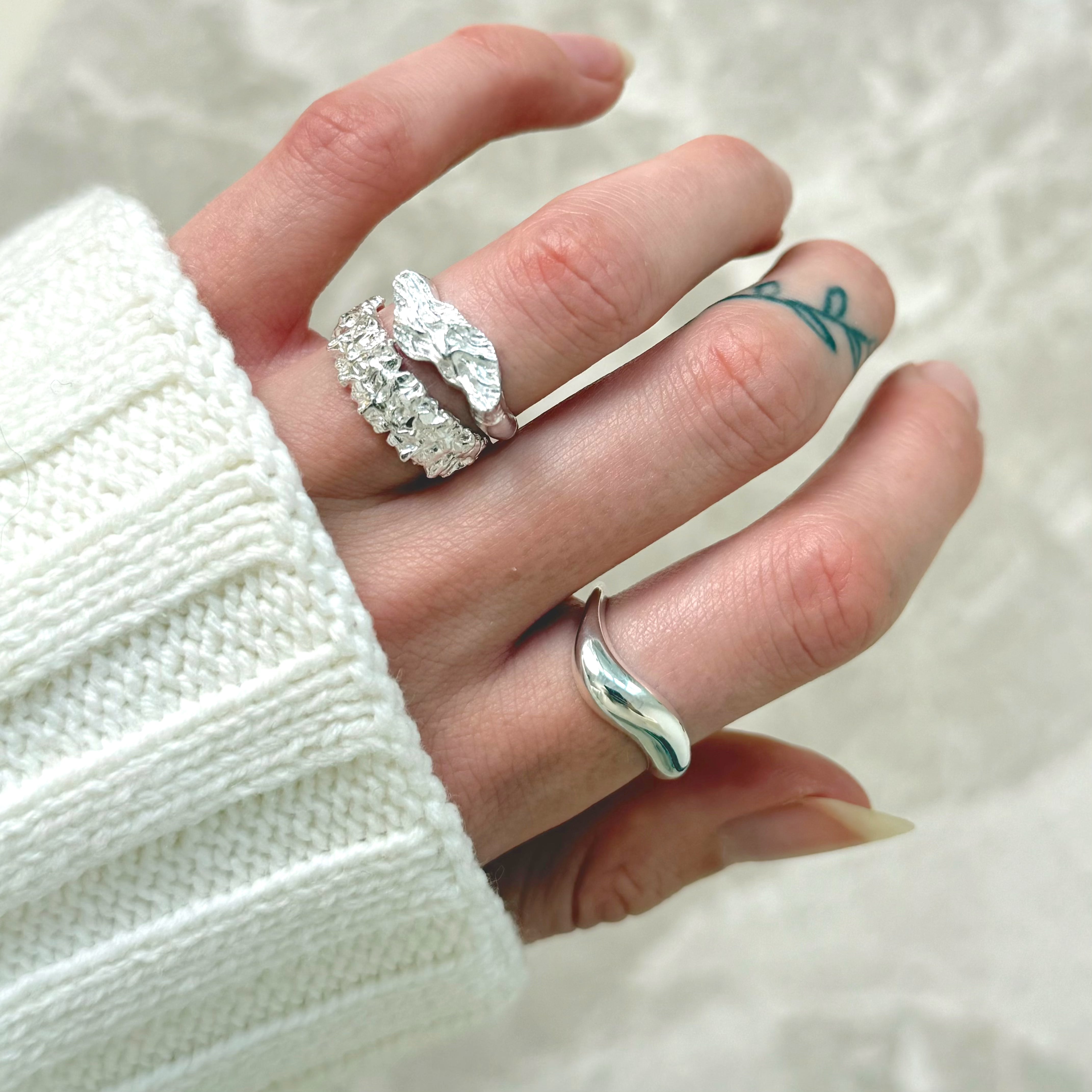 Wave og Chunky Sæt: 2 ringe & 1 ørering