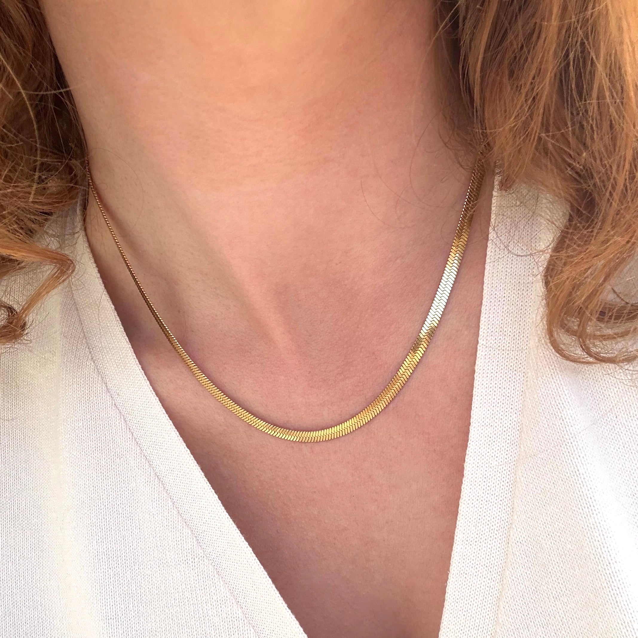 Flad Slange Halskæde 4mm Guldbelagt