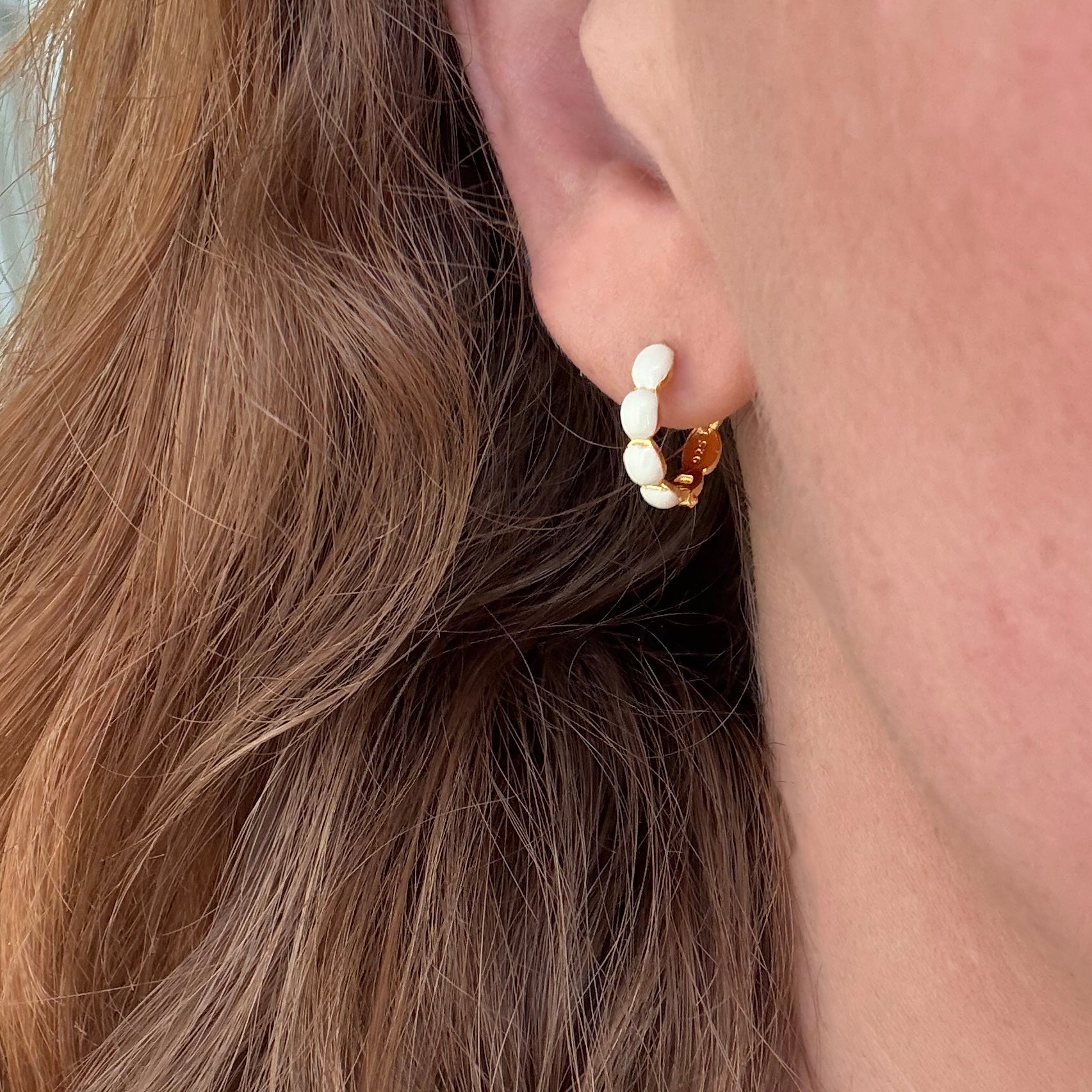 Boble Hoop Creme 14 mm Guldbelagt