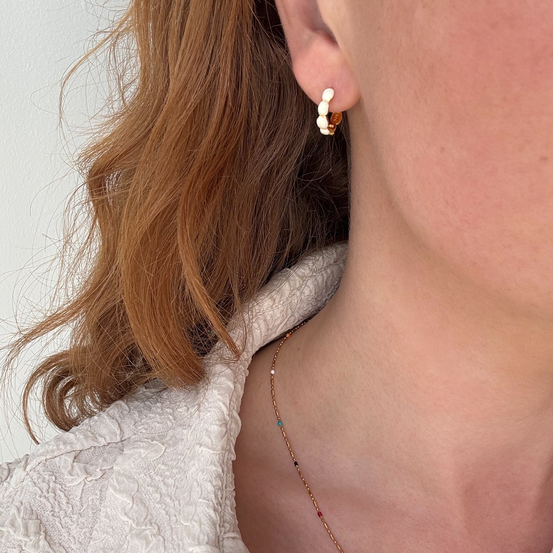 Boble Hoop Creme 14 mm Guldbelagt