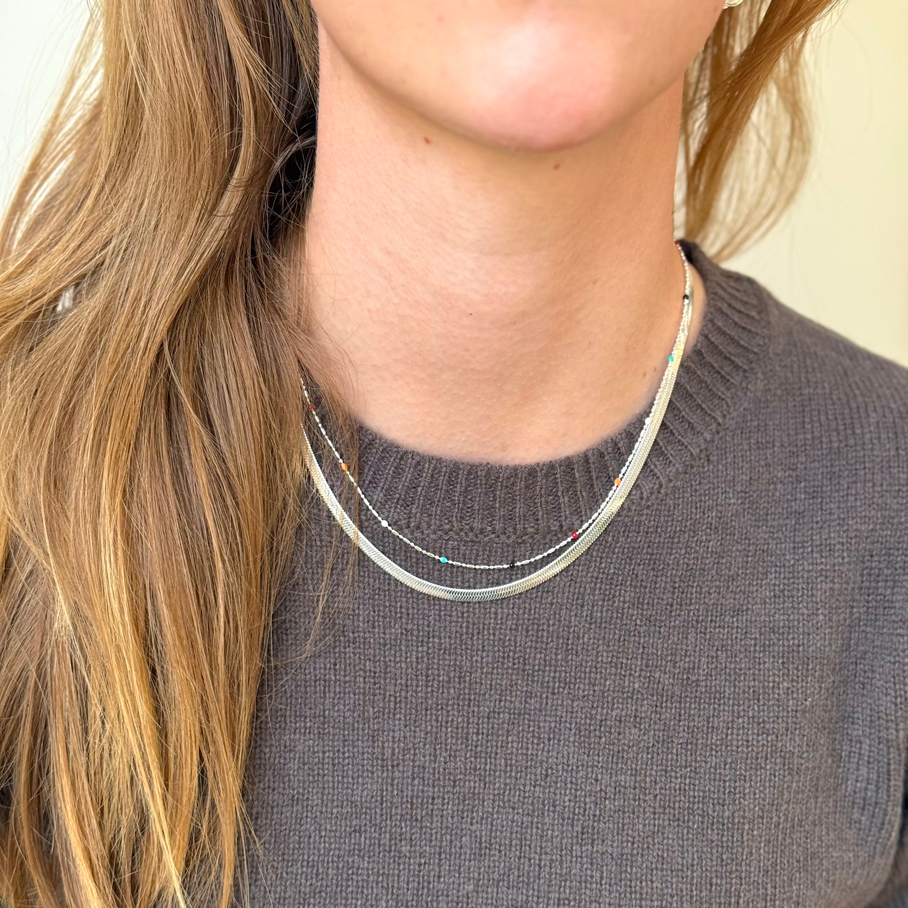 Farvet Dots Halskæde Sølvbelagt