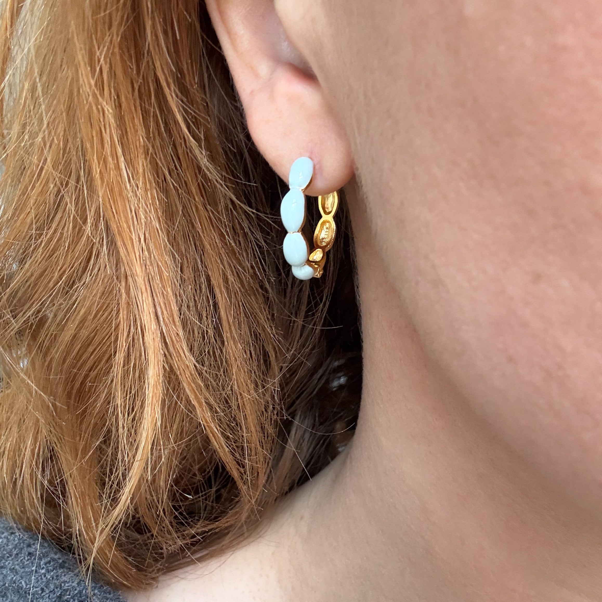 Boble Hoop Blå 24mm Guldbelagt