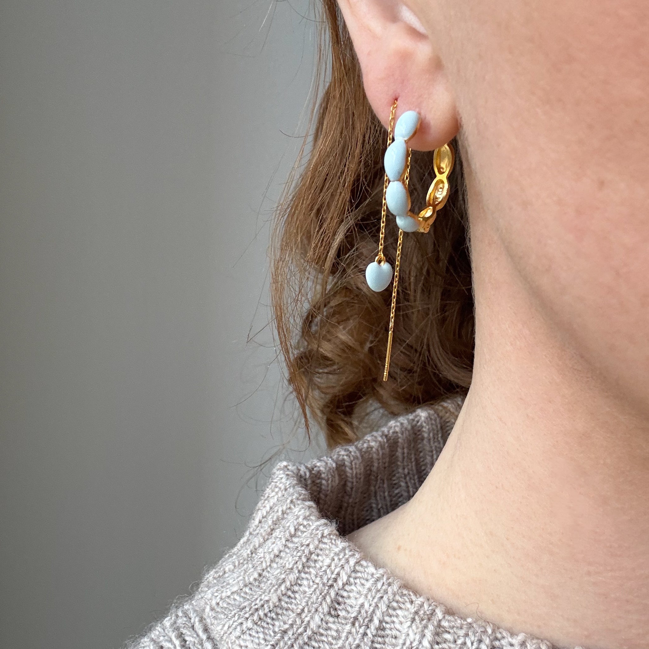 Boble Hoop Blå 24mm Guldbelagt