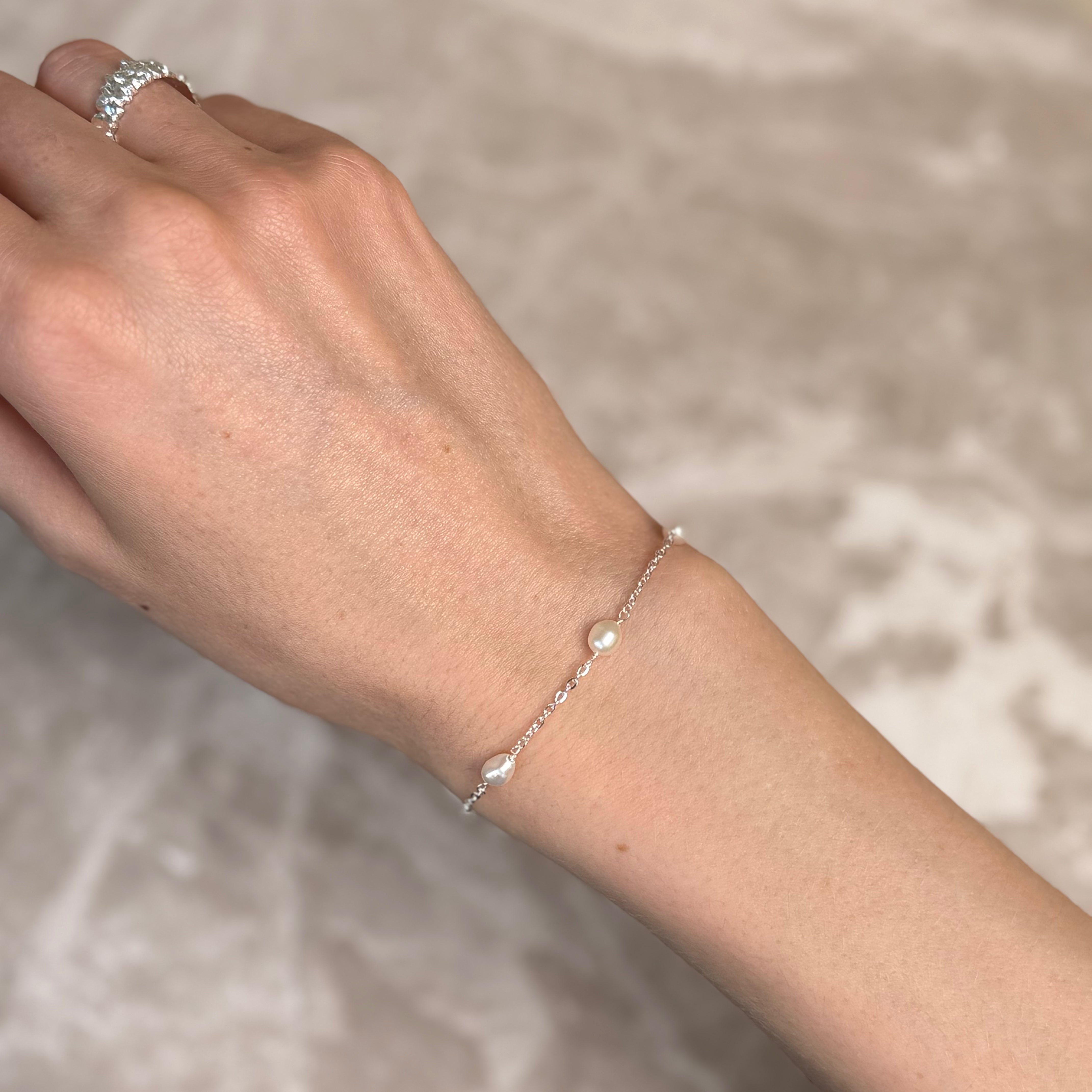 Dot Perlearmbånd 925 Sølvbelagt