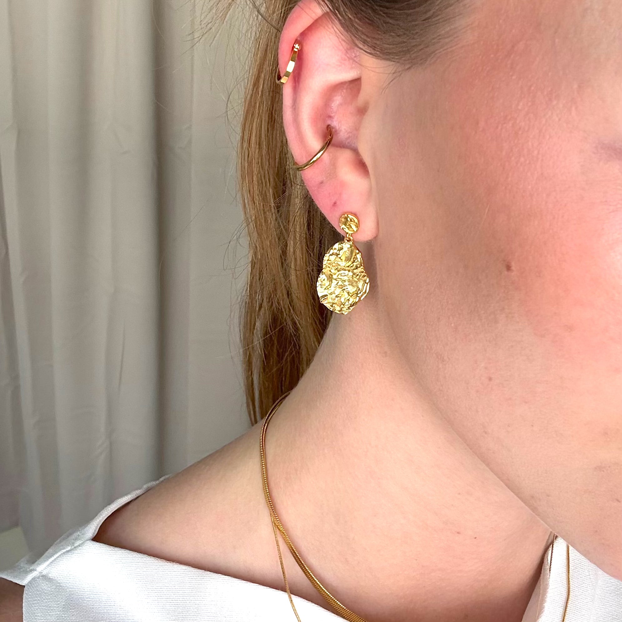 Magma Stud Hænge Ørering 18K Guldbelagt