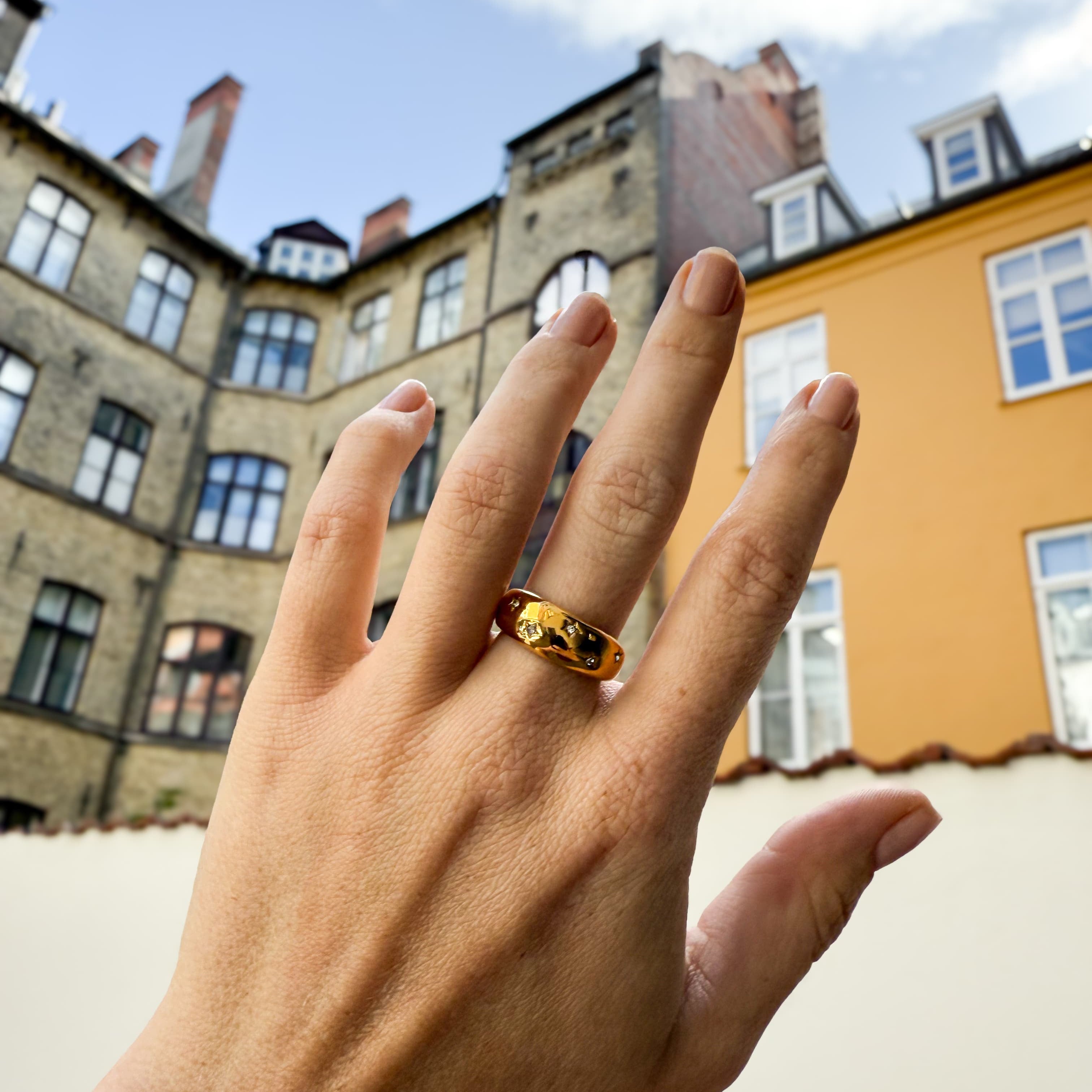 Stjerne Dot Krystal Ring Guldbelagt