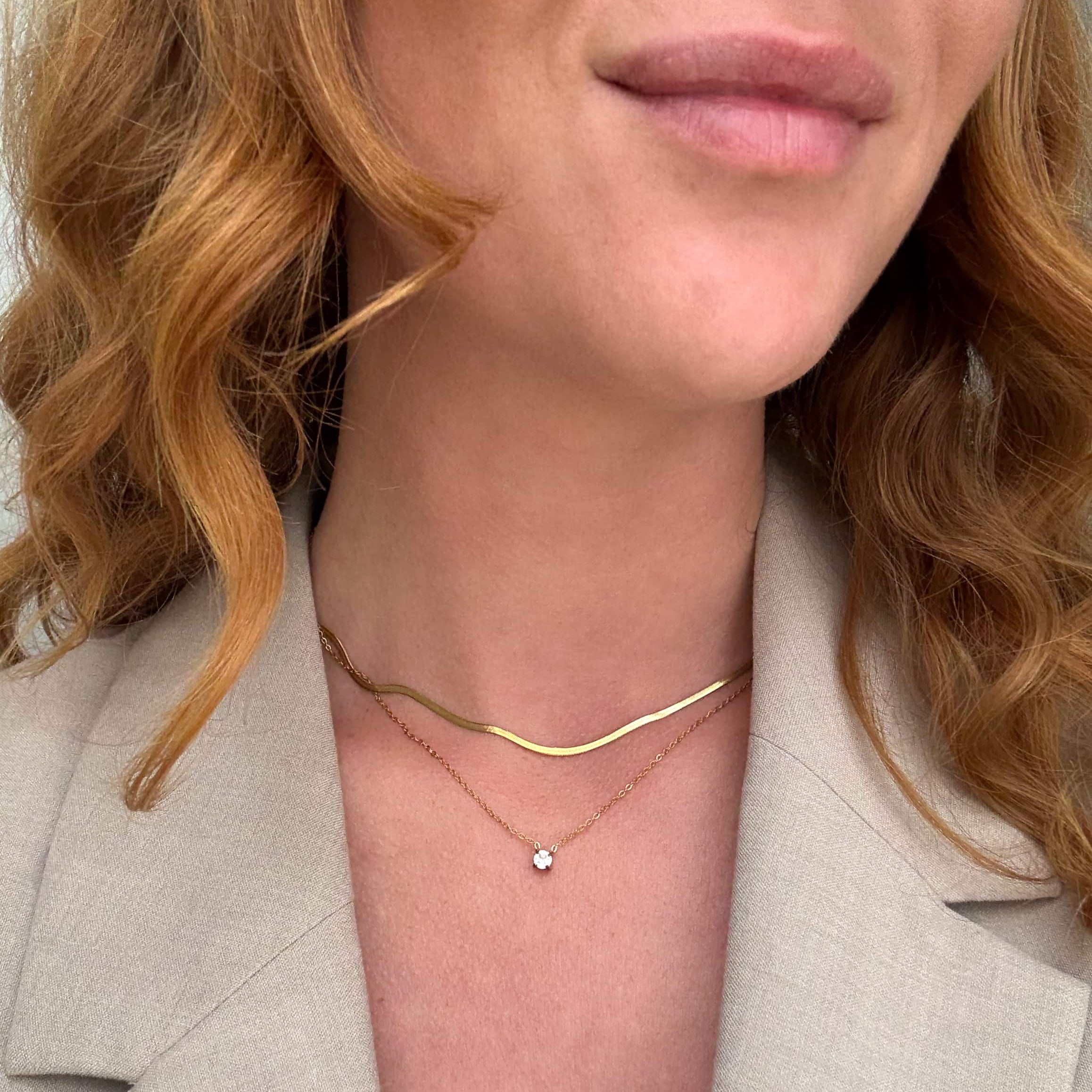 Flad Slange Halskæde 2mm Guldbelagt