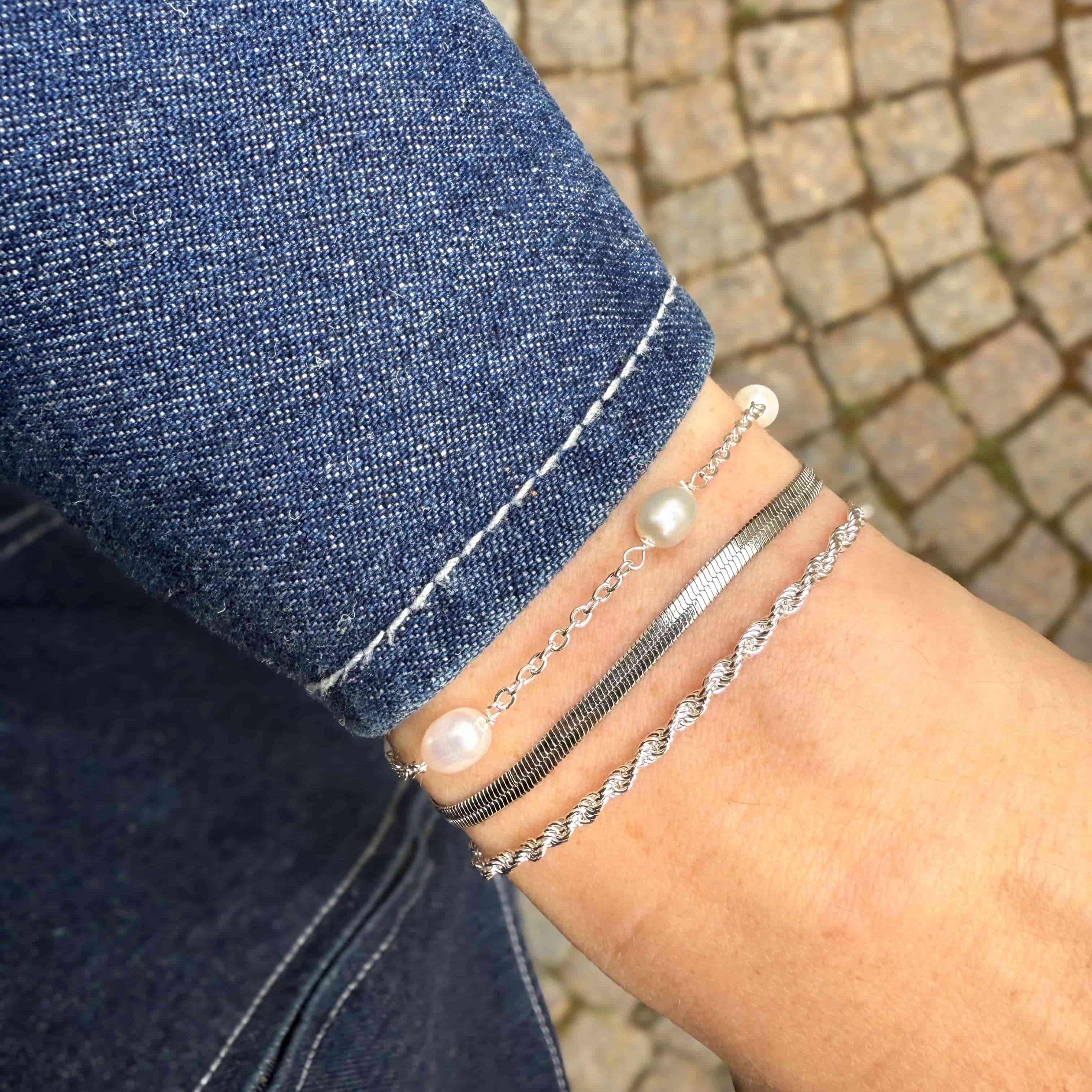 Dot Perlearmbånd Sølvbelagt