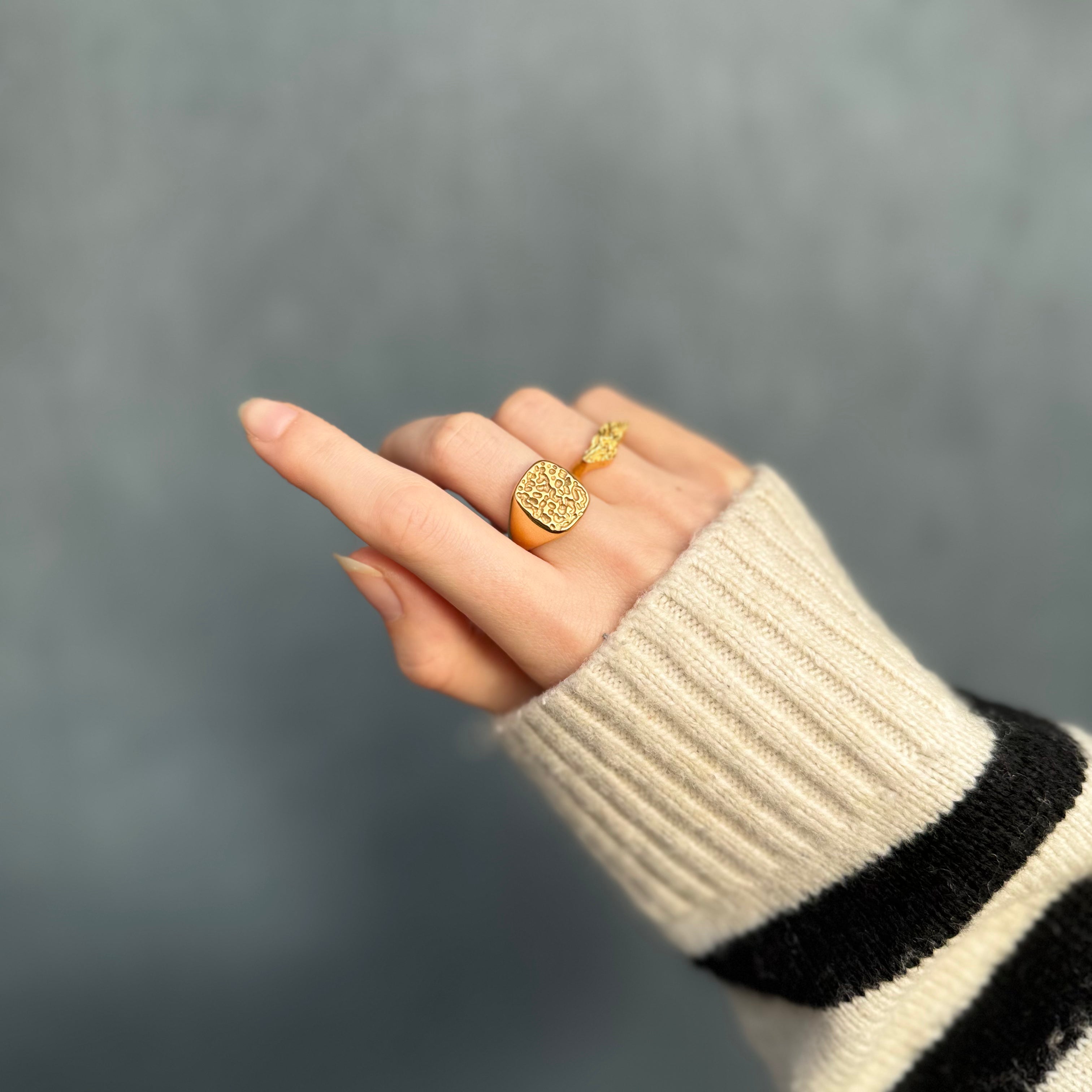 Hamret Sæt: 1 halskæde & 1 ring