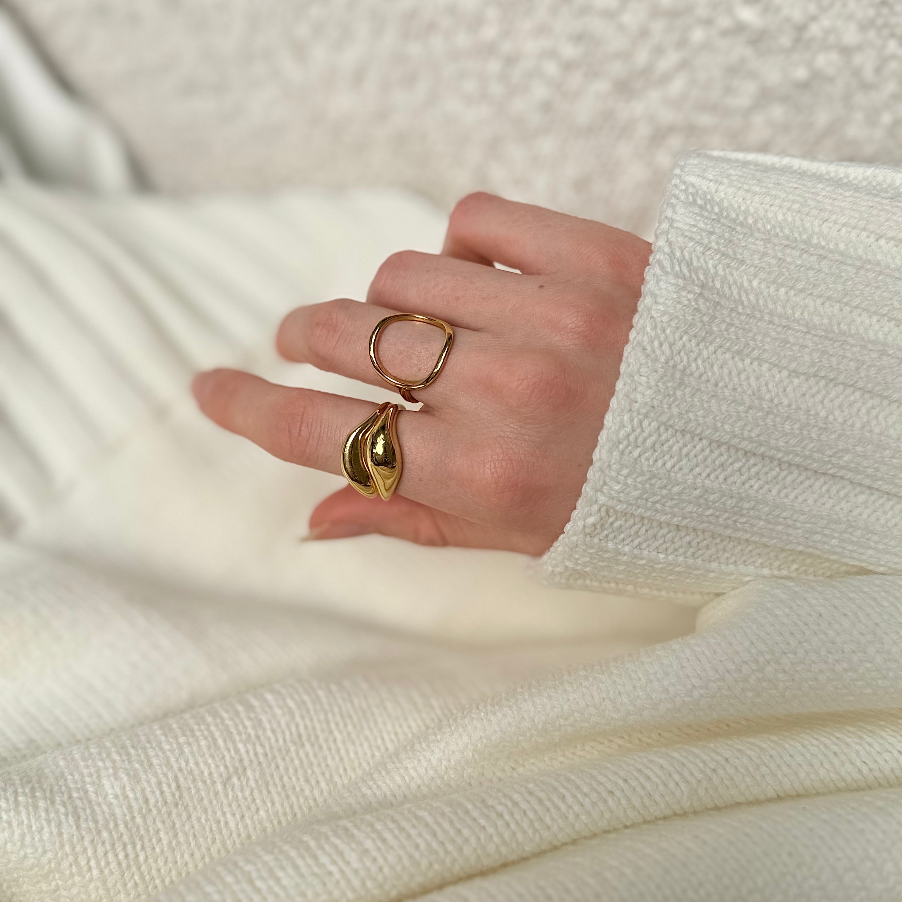 guldbelagt thin cirkel ring fra Lelafine