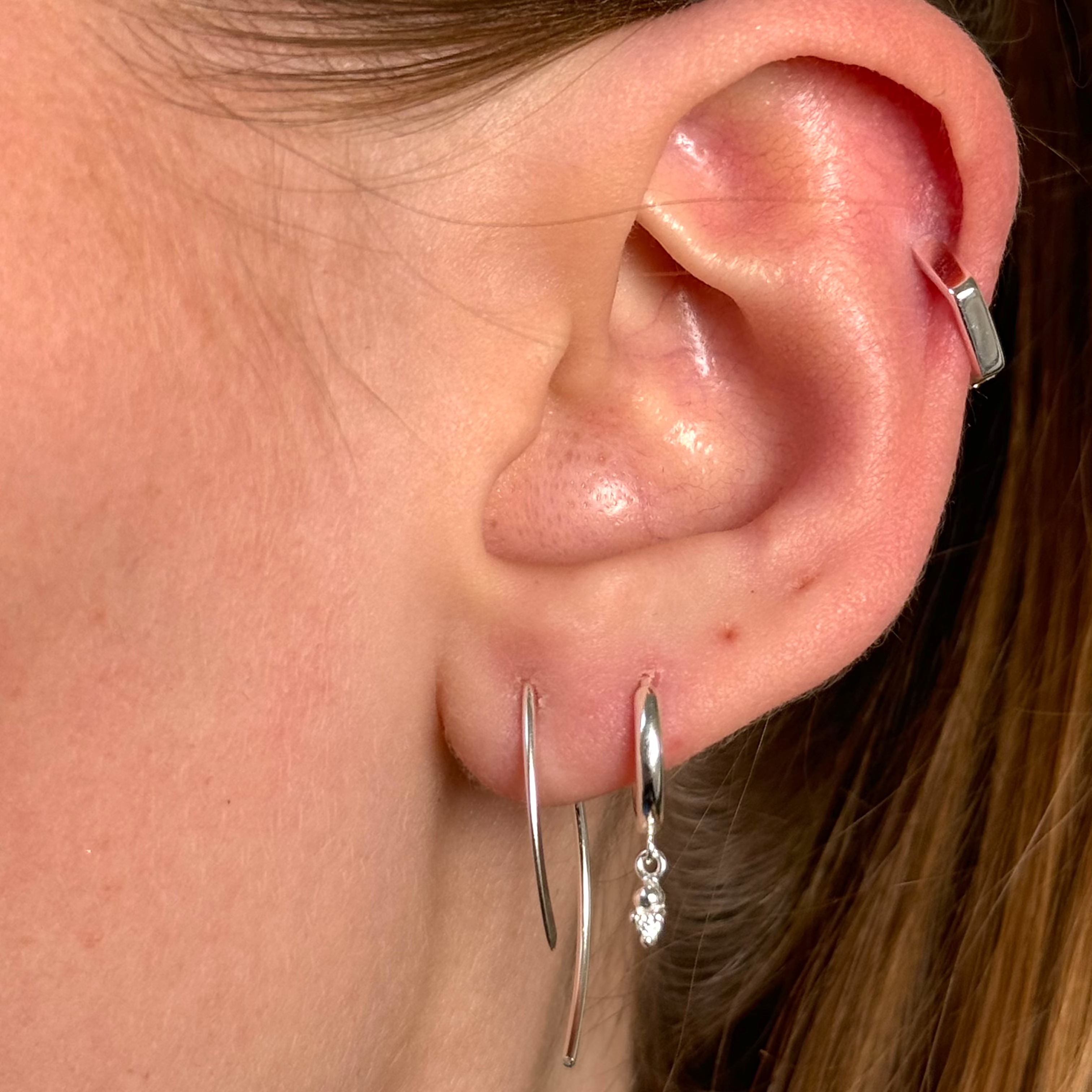 Curved Bar Øreringe Sølv