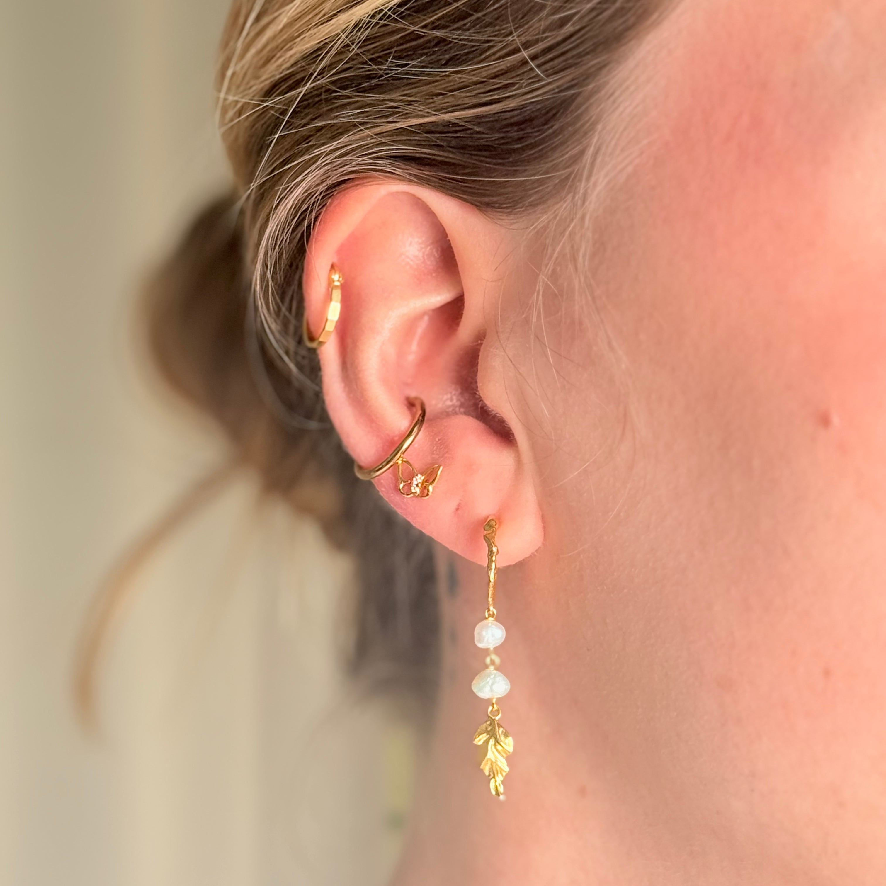 Sommerfugl Stud øreringe 14K Guldbelagt