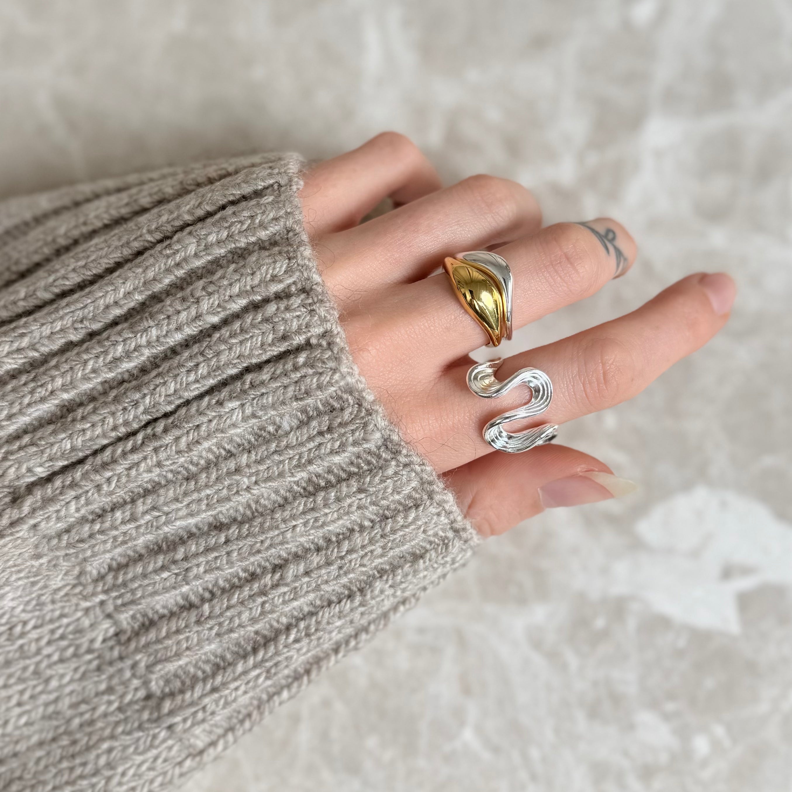 Snoet wave 925 sølv ring med wave ringe