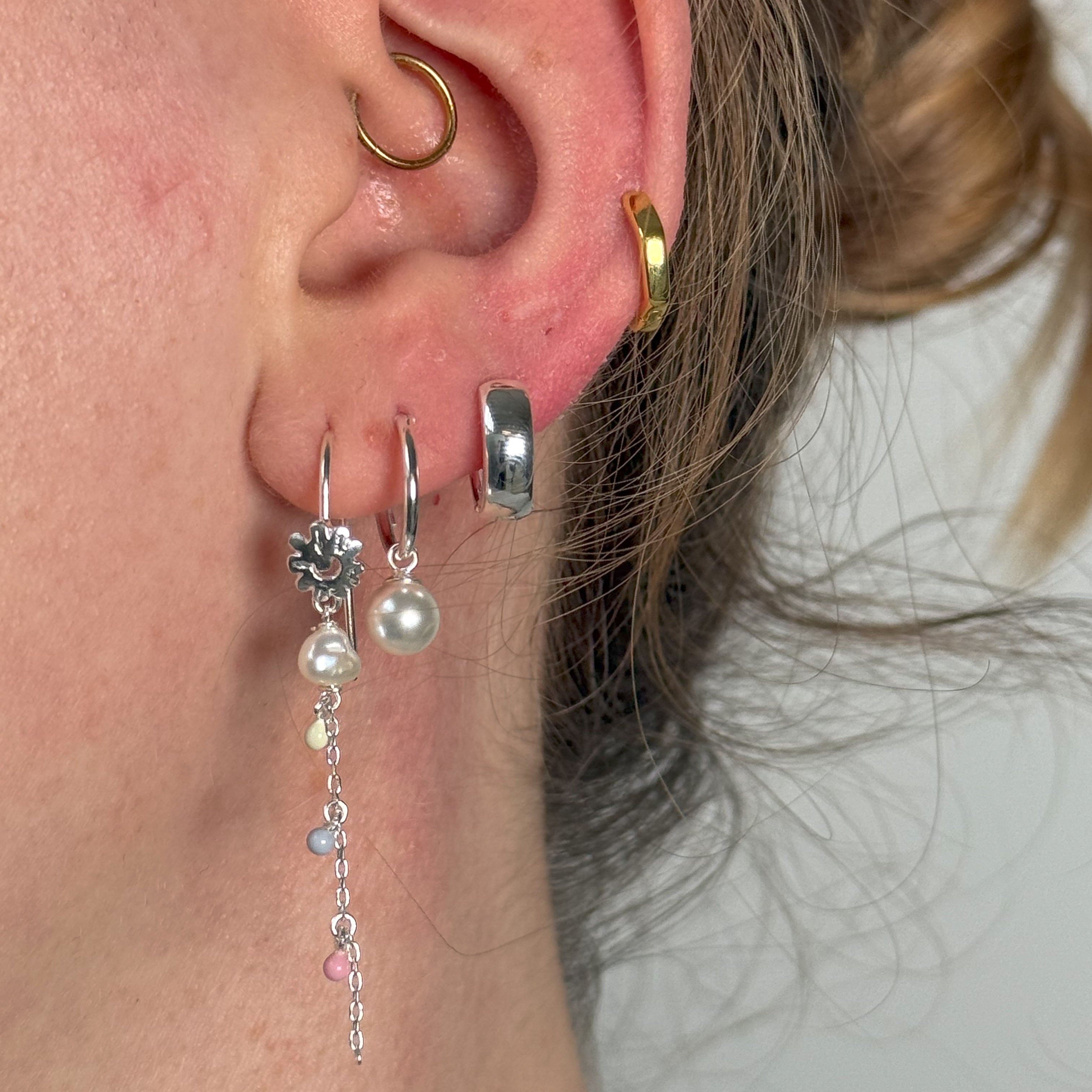 Sølv Mini Chunky, Dangle Sæt