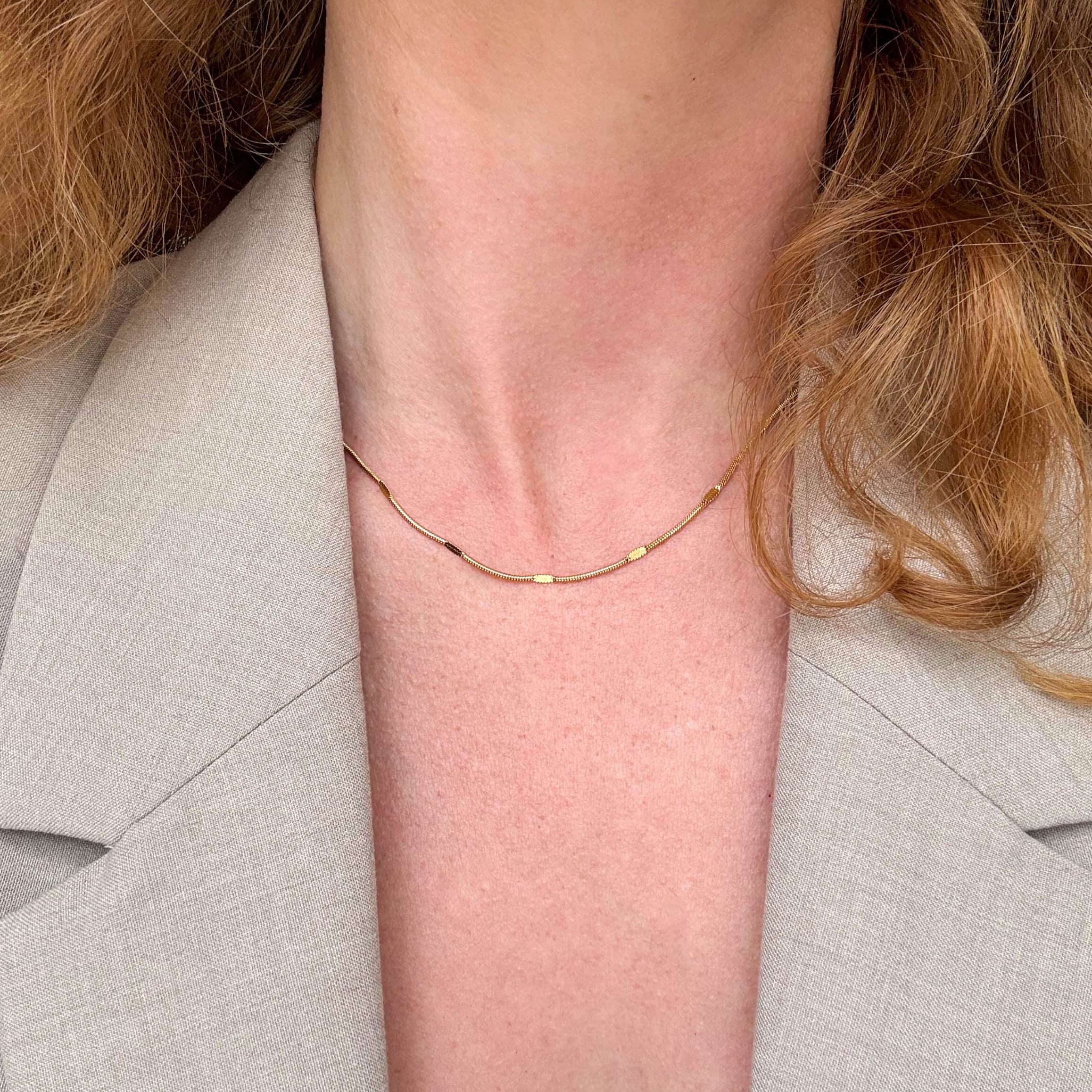 Flat Dot Halskæde Guldbelagt Halskæde