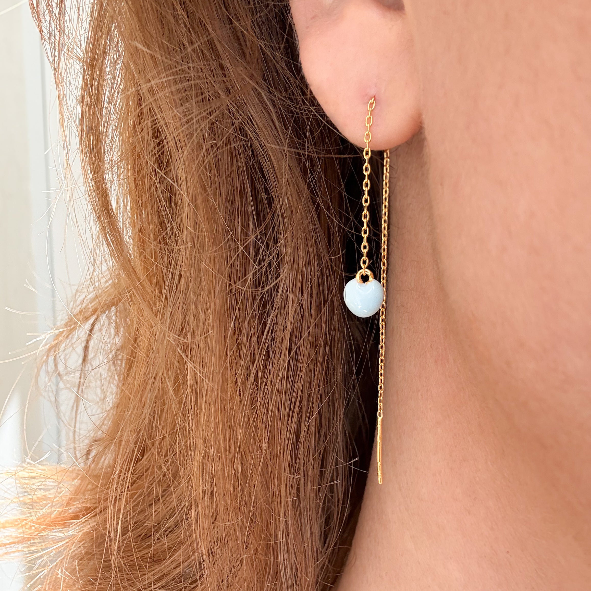 Blåt Hjerte Kædeørering Guldbelagt