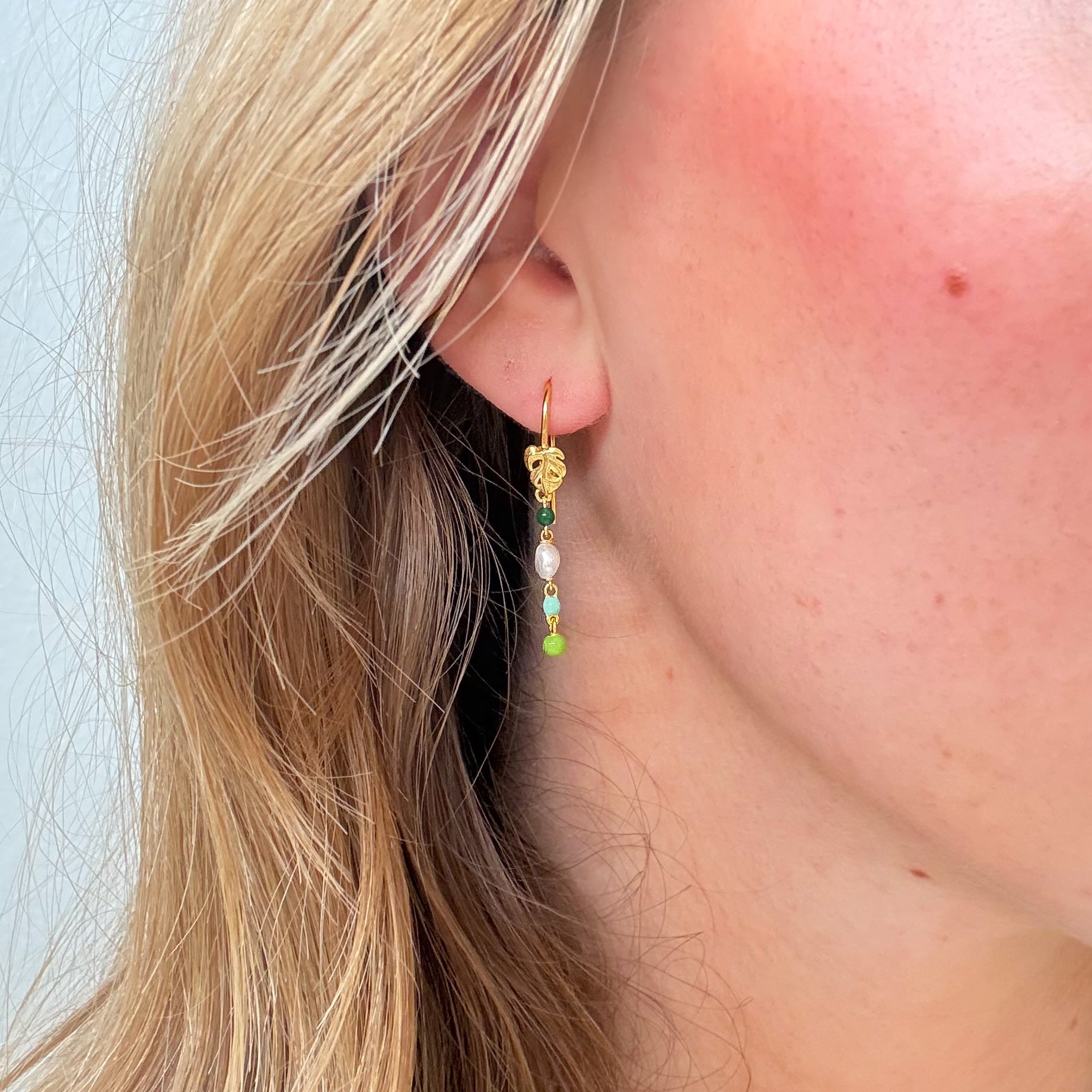 Grøn dangle ørering