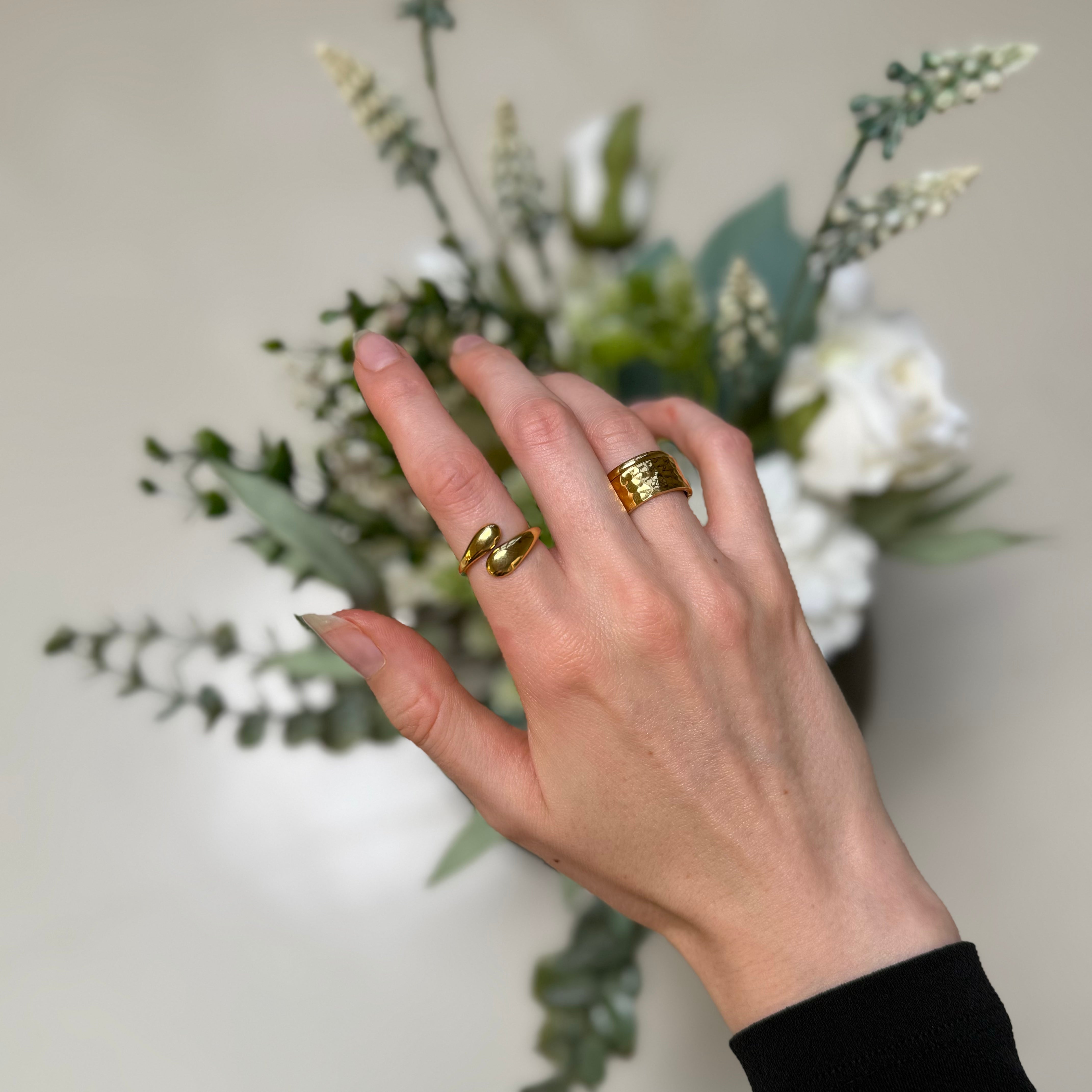 Classic Simpel og Hamret Ringe Sæt: 3 ringe