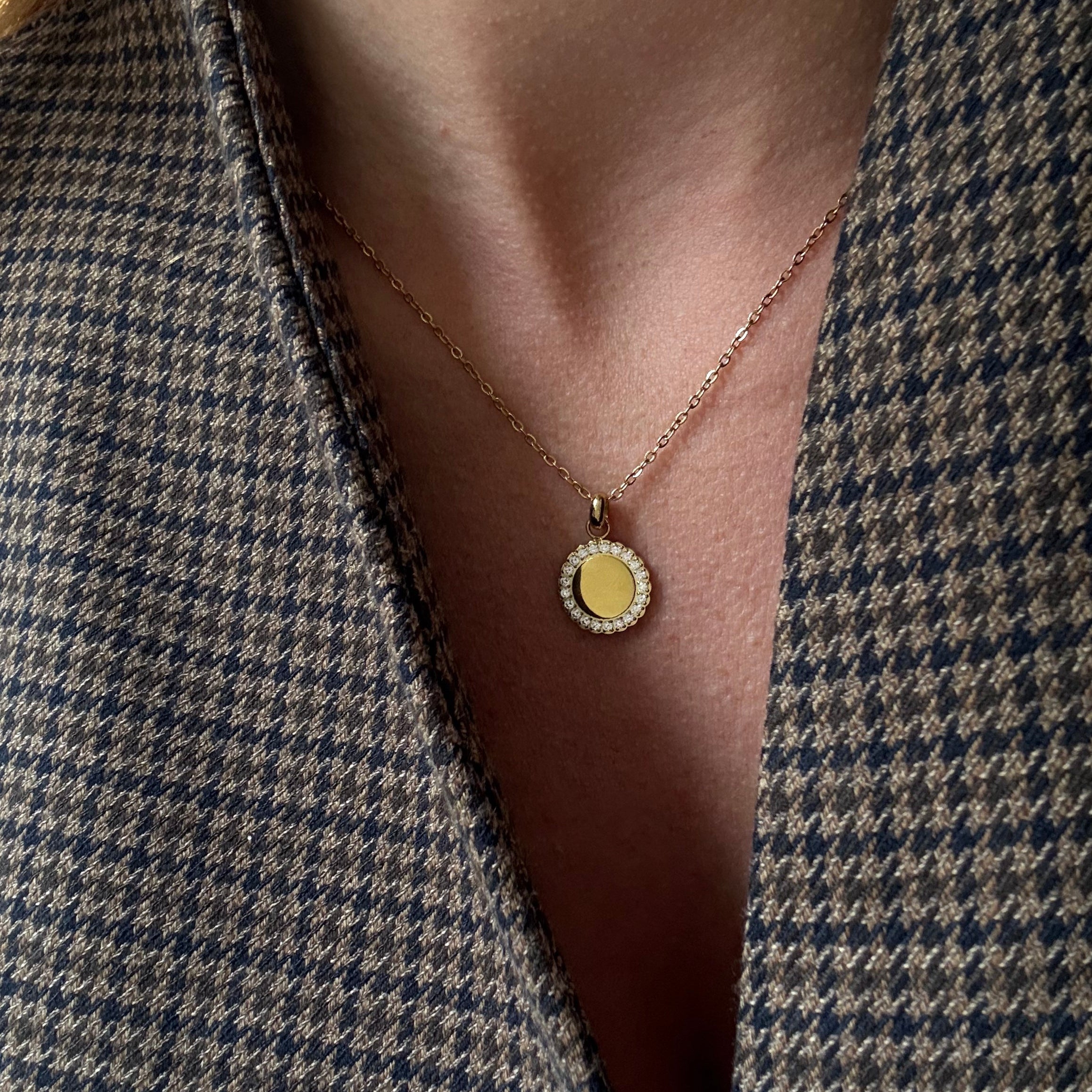 Krystal Halskæde Guldbelagt