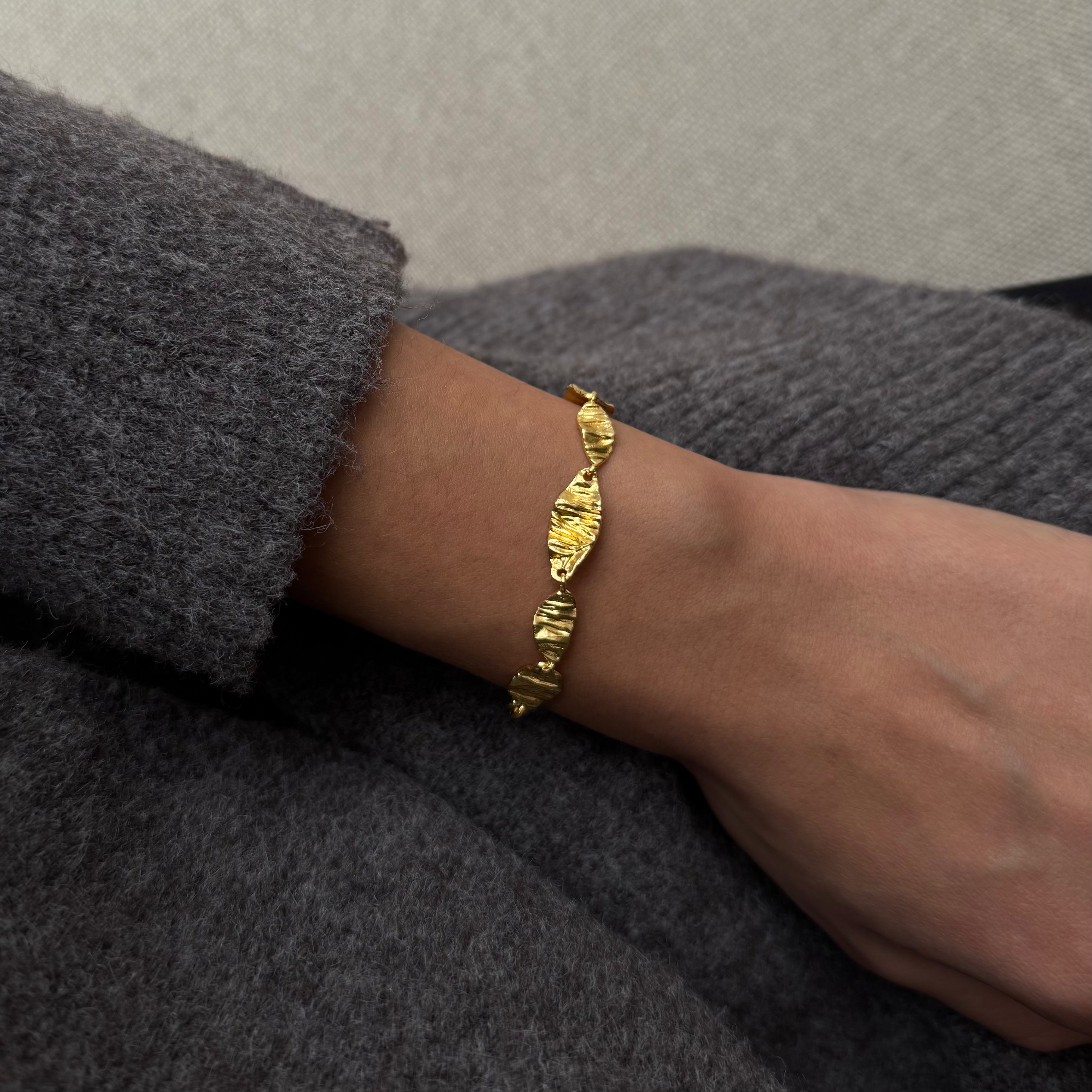 Chunky Melted Armbånd Guldbelagt