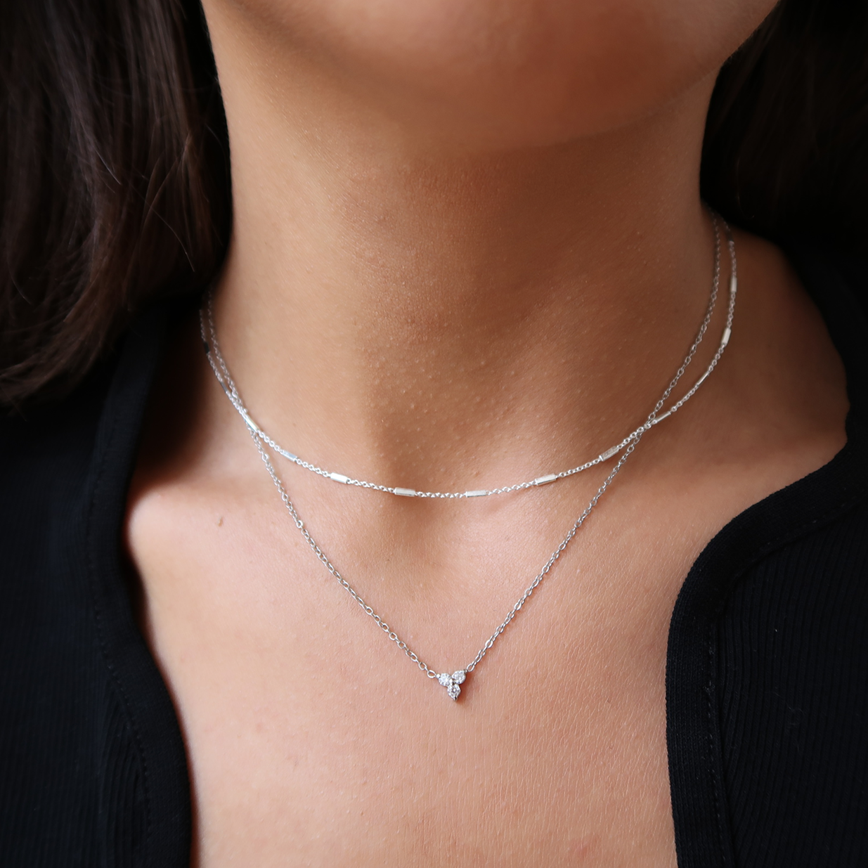 Trinity Krystal Halskæde Sølvfarvet