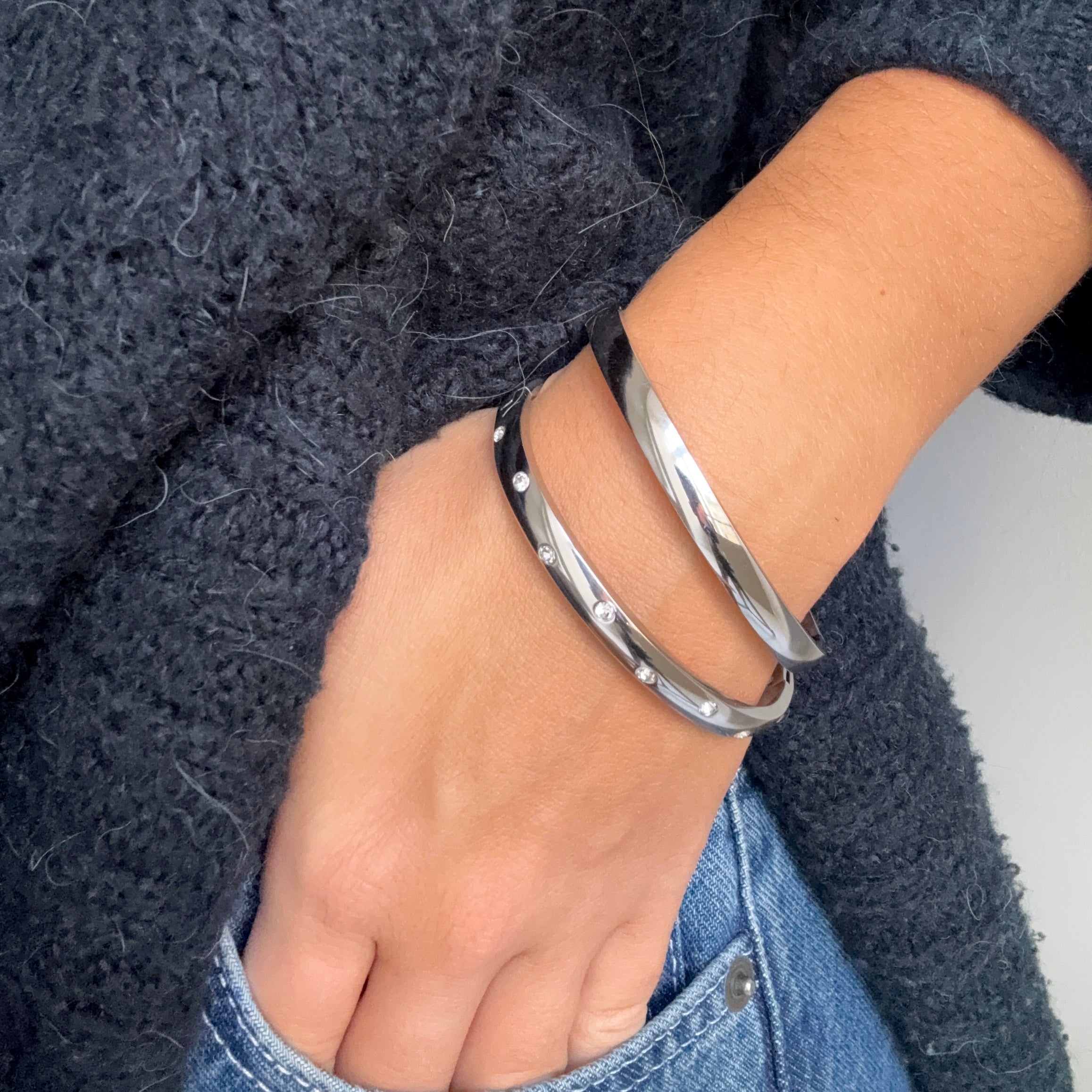 Flow Krystal Dot Armbånd Sølvbelagt