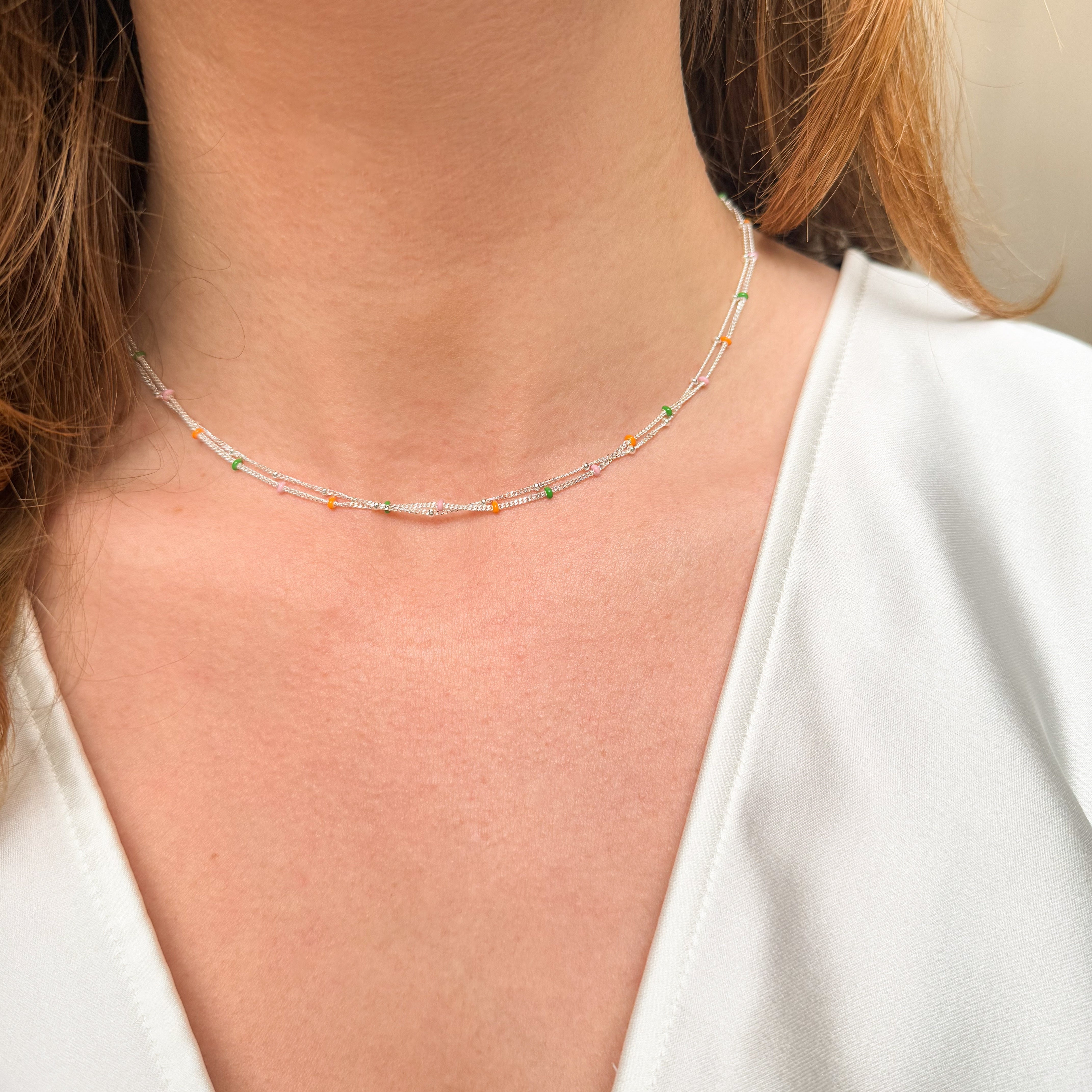 Double Dots Halskæde Sølv