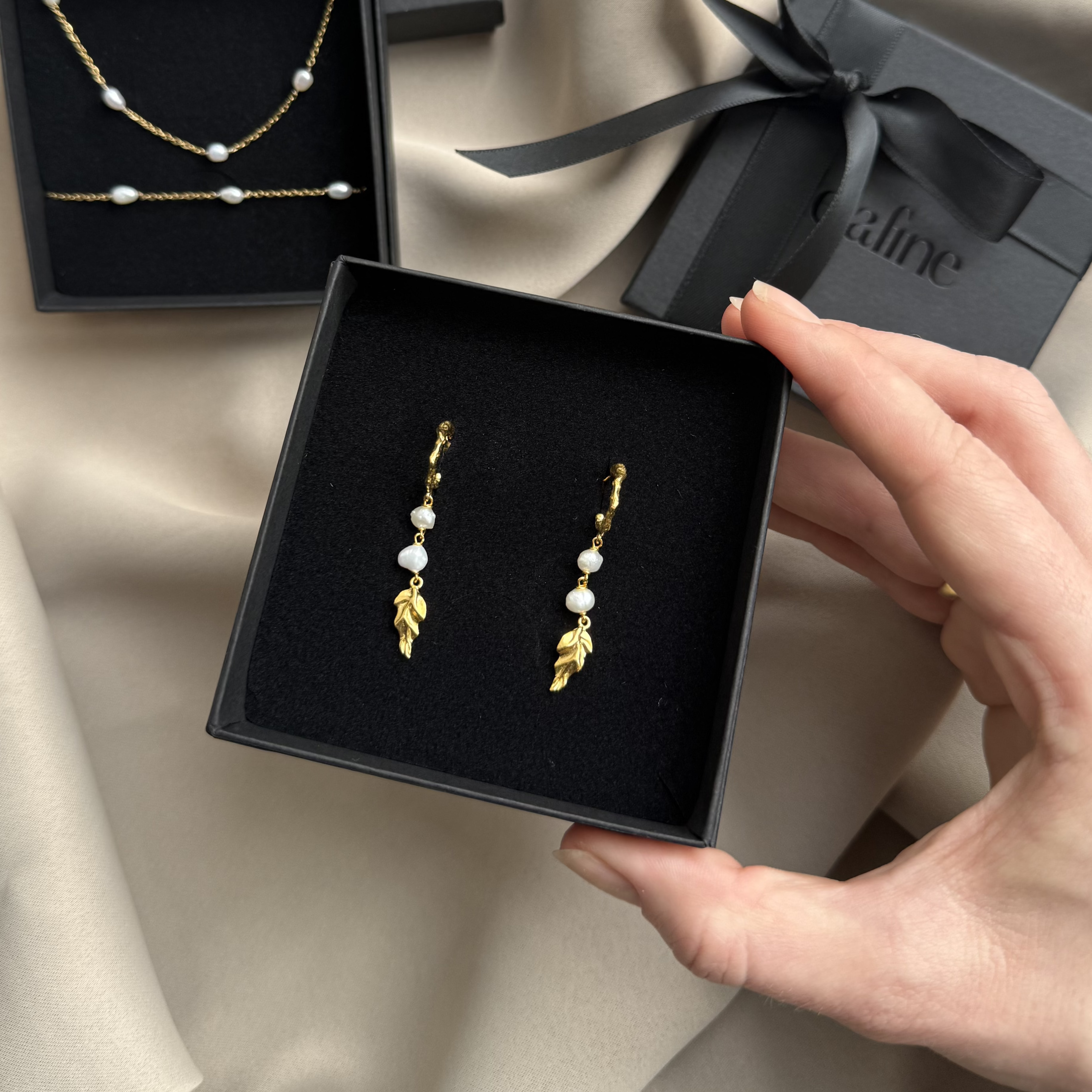 Dangle Perle Øreringe Guldbelagt