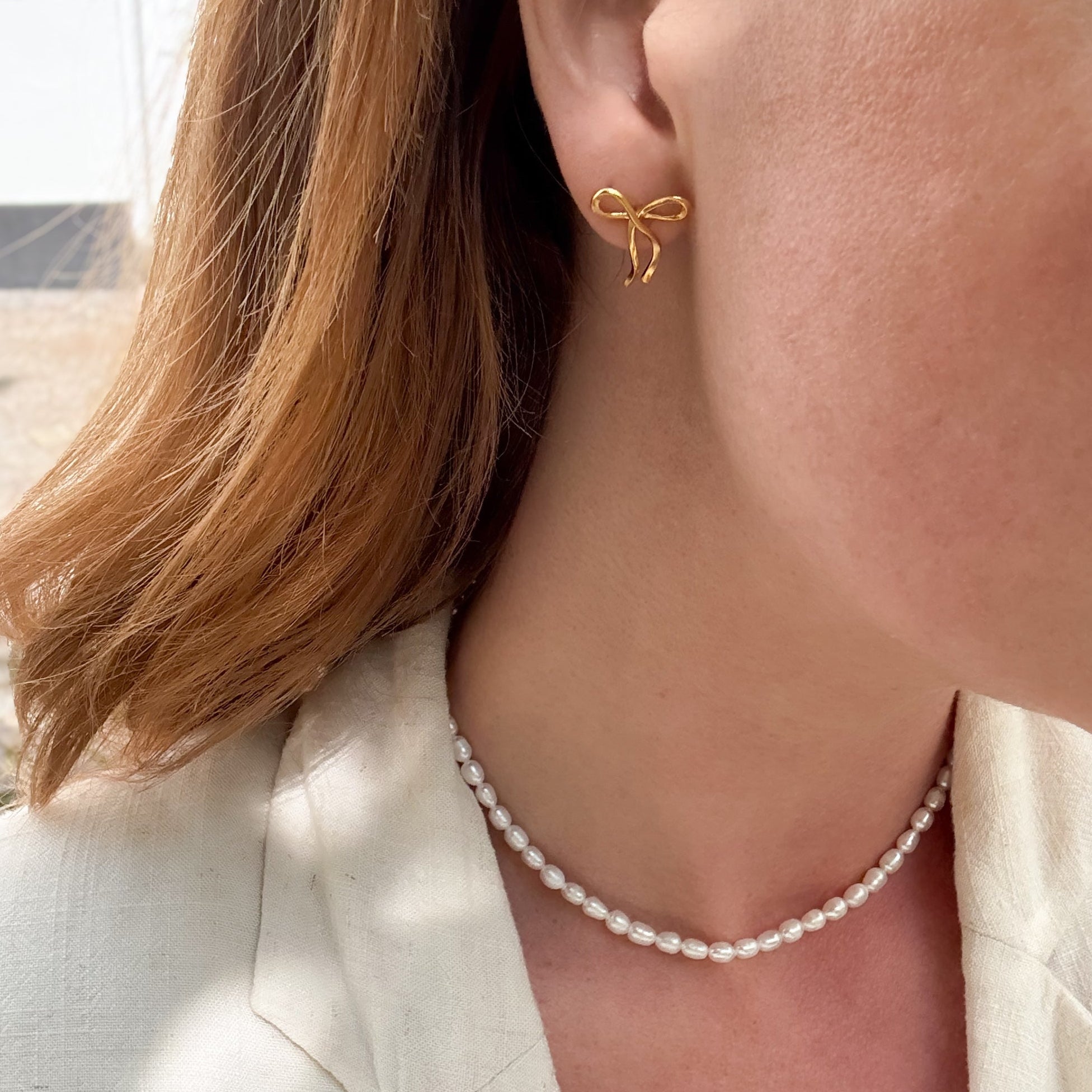 Sløjfe Øreringe Guldbelagt