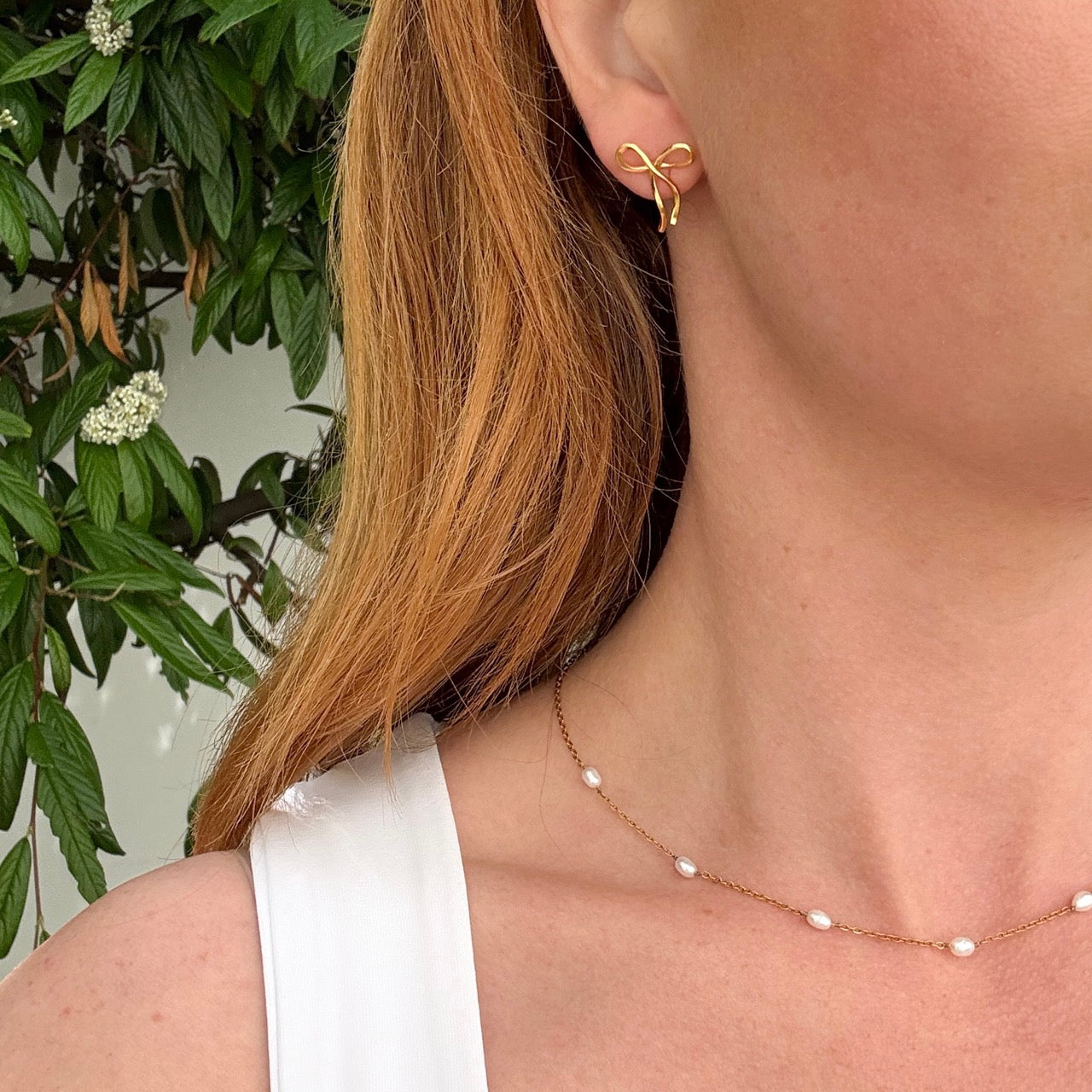 Sløjfe Øreringe Guldbelagt